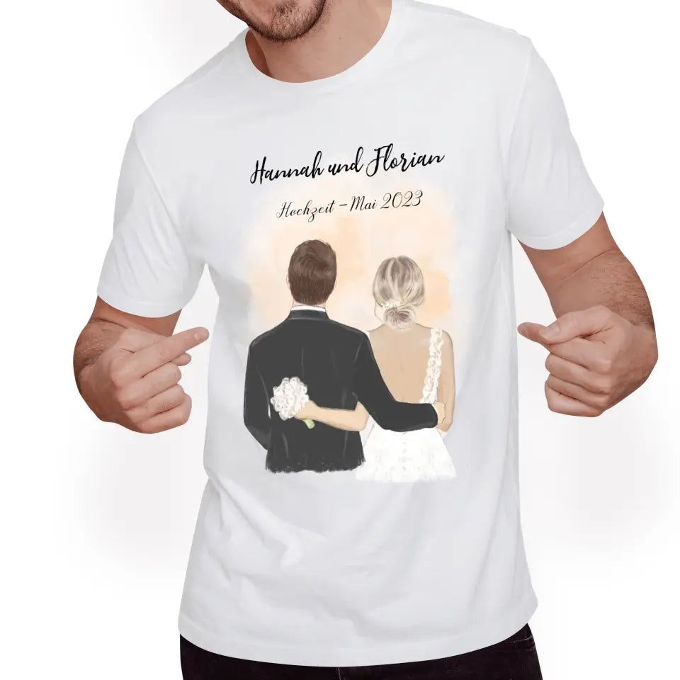 Braut & Bräutigam T-Shirt Hochzeit Brautpaar - K-163