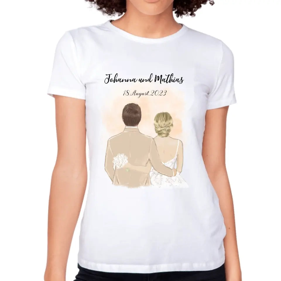 Braut & Bräutigam T-Shirt Hochzeit Brautpaar - K-164