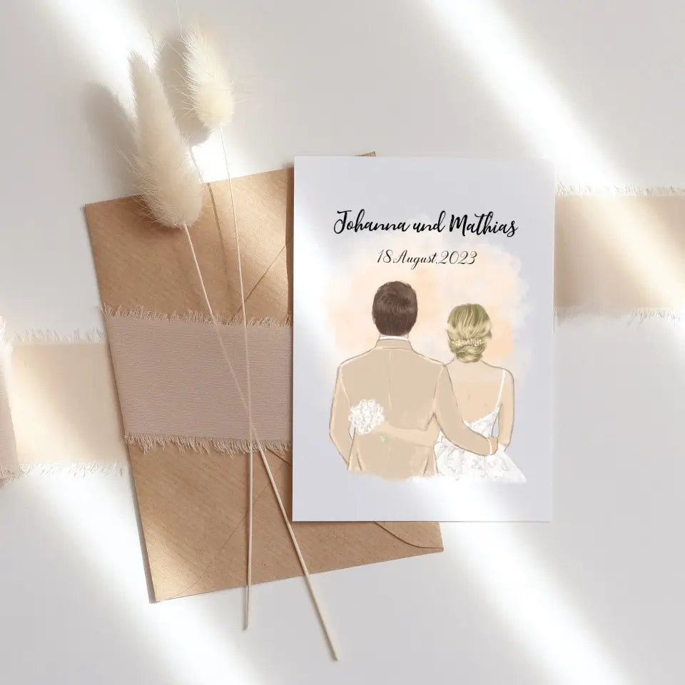 Braut & Bräutigam Hochzeitskarte Hochzeit Brautpaar Karte - K-164