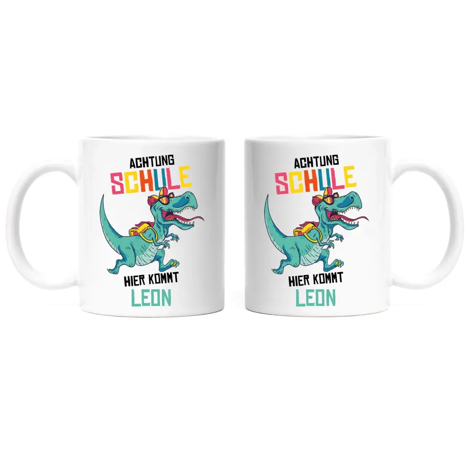 Einschulung Tasse Schulkind 1. Schultag Dino - E01