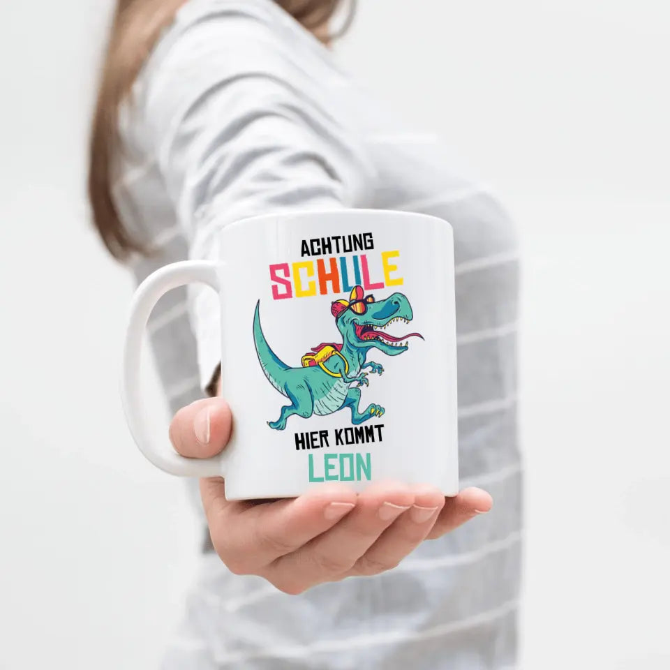 Einschulung Tasse Schulkind 1. Schultag Dino - E01