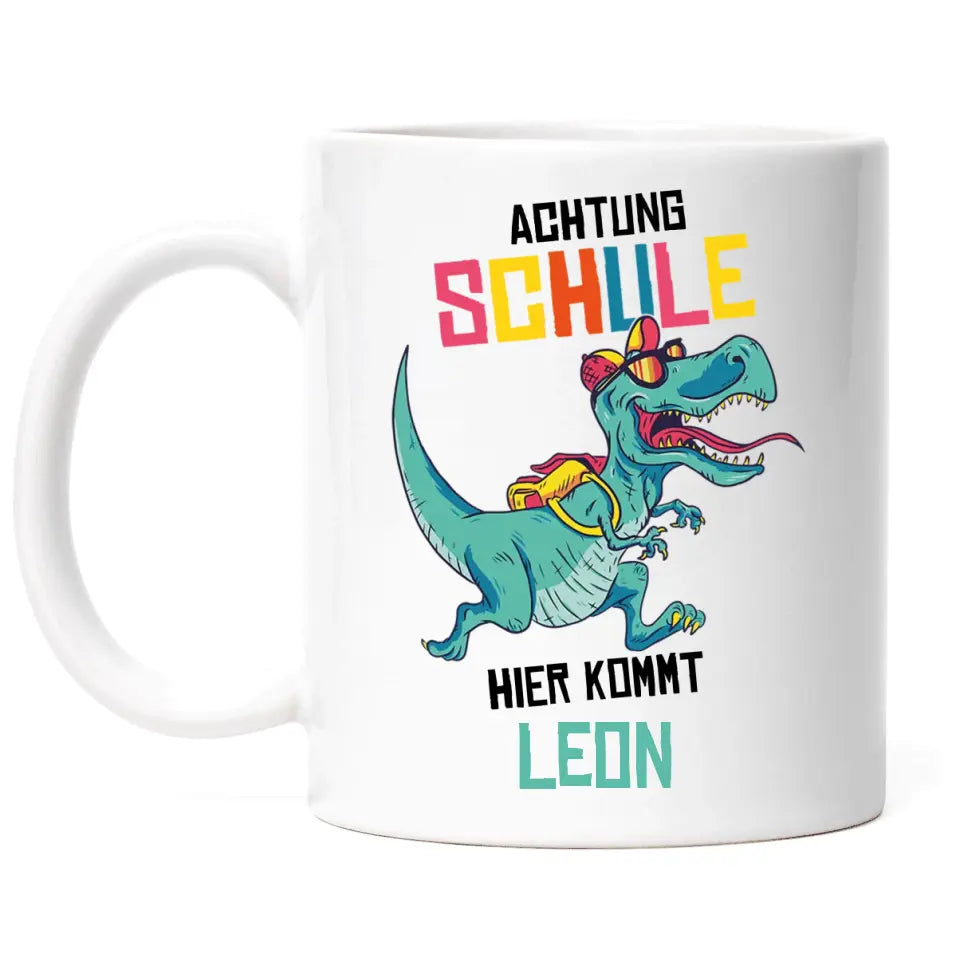 Einschulung Tasse Schulkind 1. Schultag Dino - E01