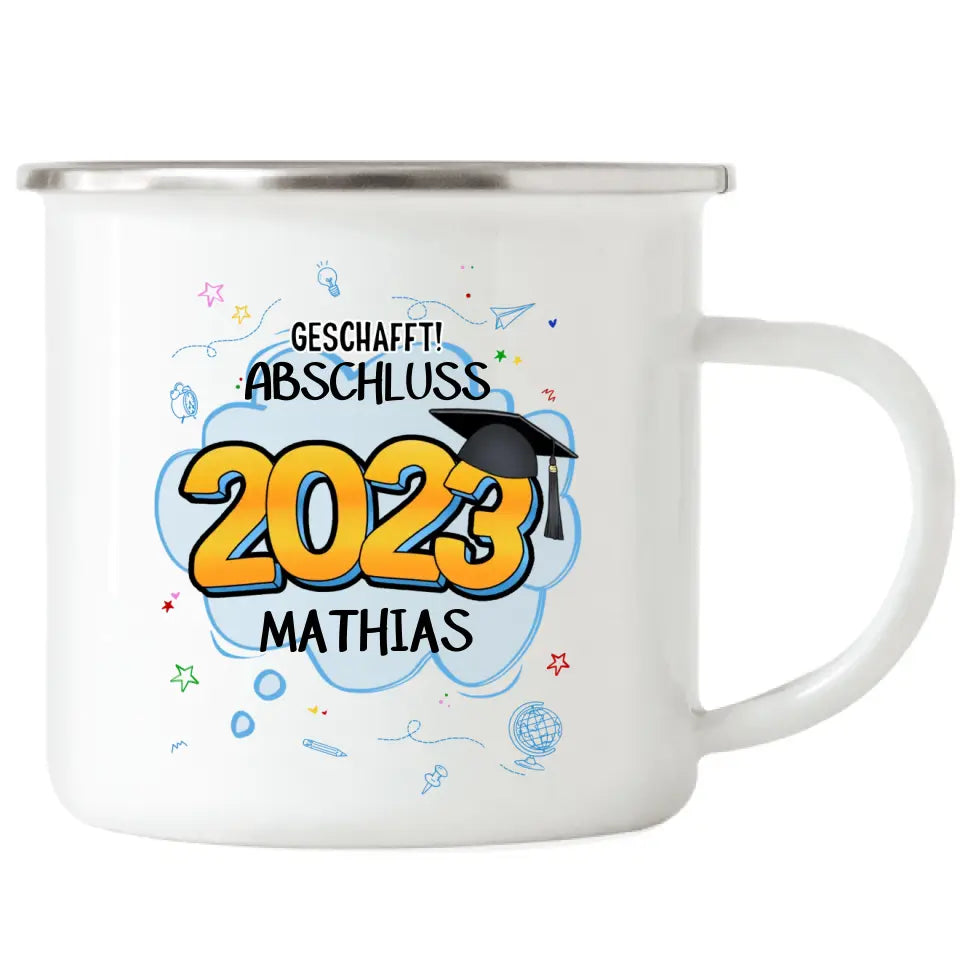 Abschluss Emaille Tasse Abitur Bachelor Master Abi - K-166