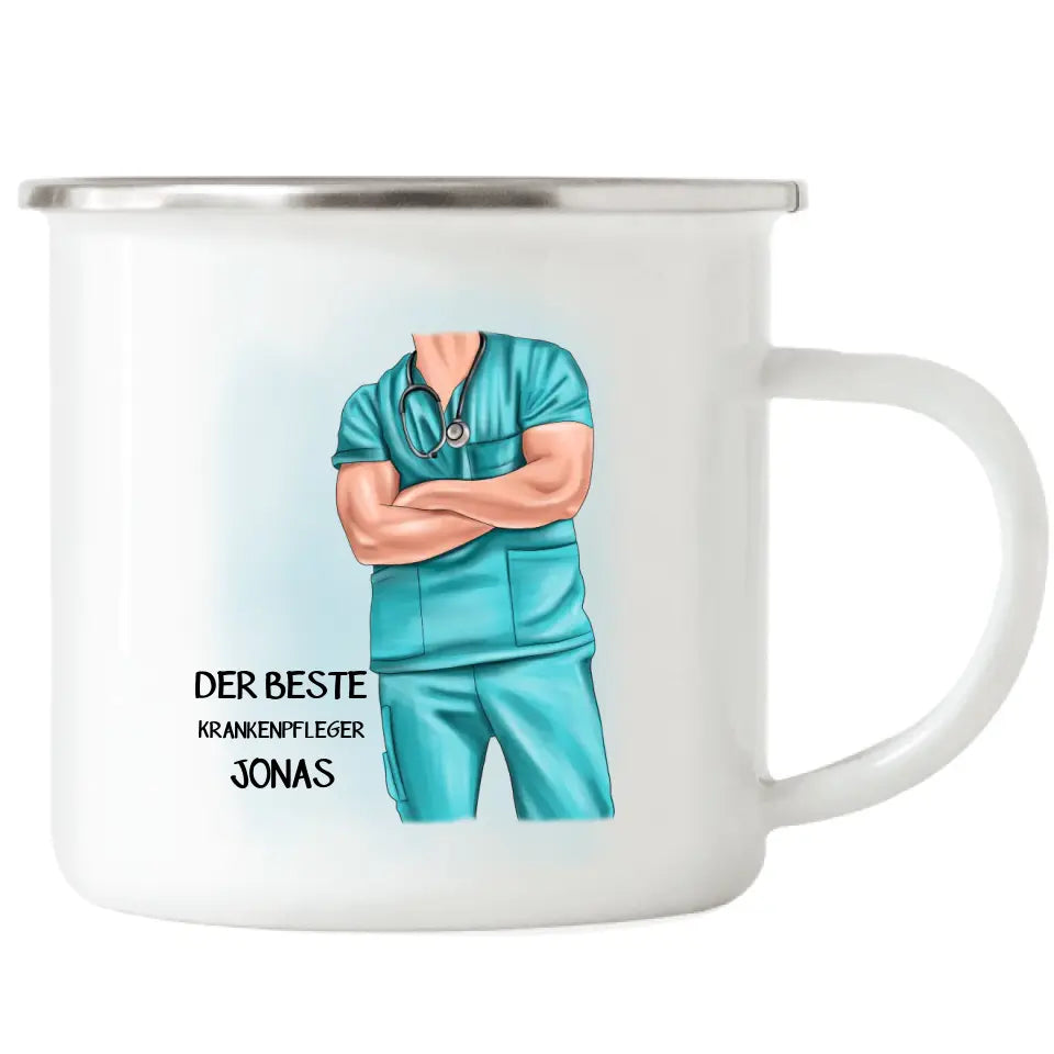 Krankenpfleger Emaille Tasse Pfleger Arzt MFA - K-170