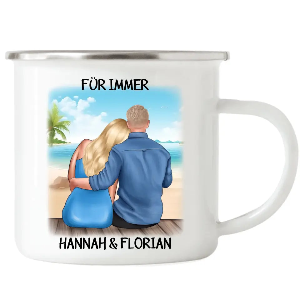 Pärchen Emaille Tasse Paar Liebe Valentinstag - K-172