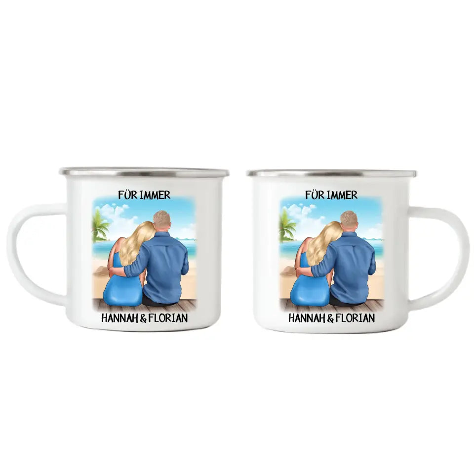 Pärchen Emaille Tasse Paar Liebe Valentinstag - K-172