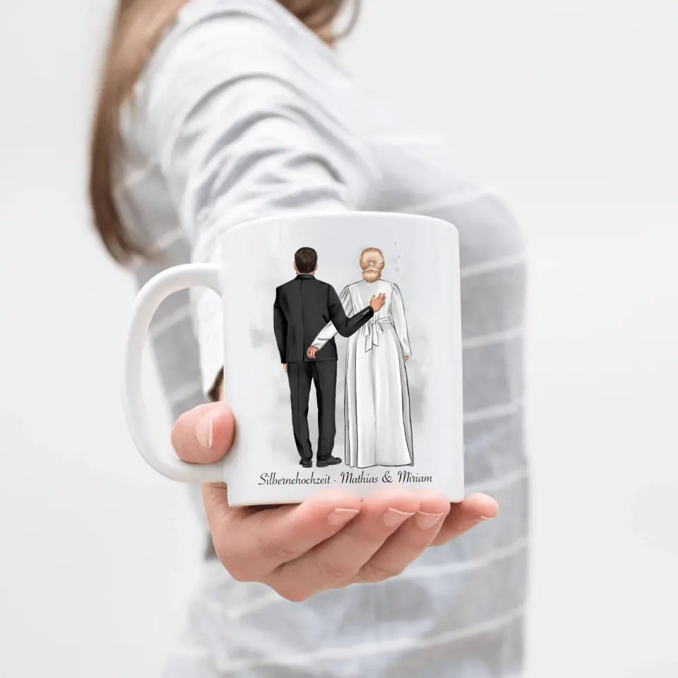 Paar Tasse Hochzeit Silberhochzeit Goldene Hochzeit - K-173