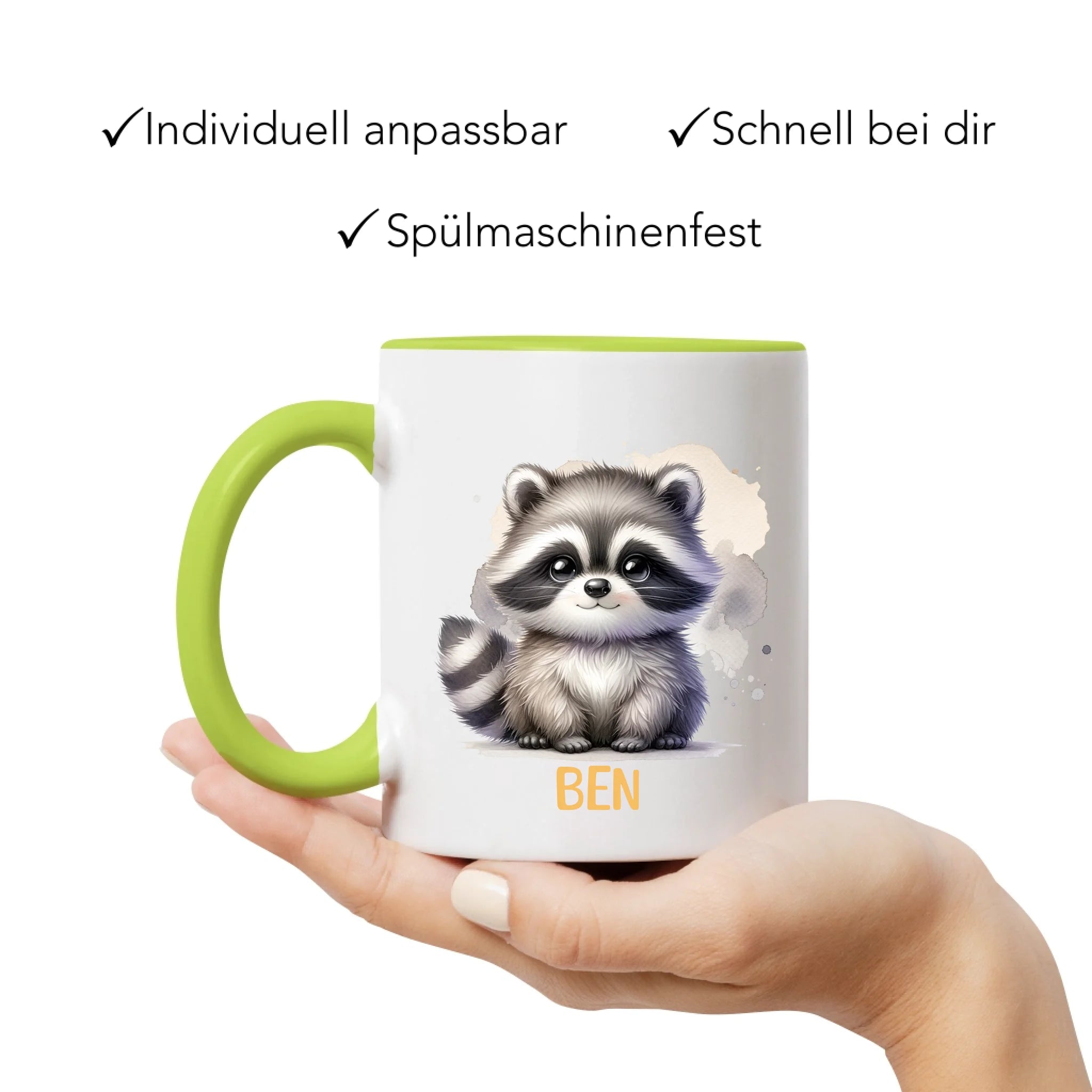Kindertasse mit Namen Personalisiert, Personalisierte Tasse Kinder mit Tier, Namenstasse Kinderbecher als Geschenk zur Taufe, Geburt Weihnachten
