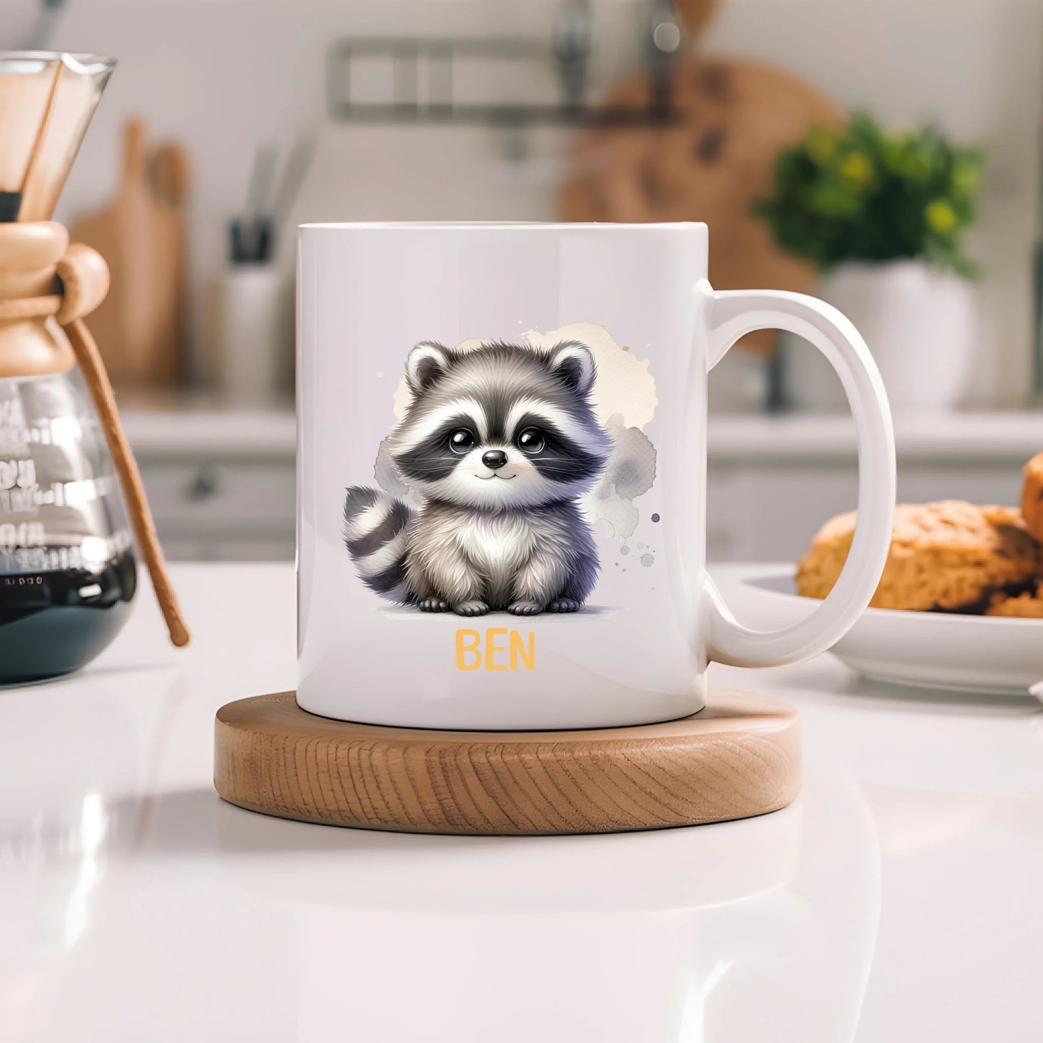 Kindertasse mit Namen Personalisiert, Personalisierte Tasse Kinder mit Tier, Namenstasse Kinderbecher als Geschenk zur Taufe, Geburt Weihnachten
