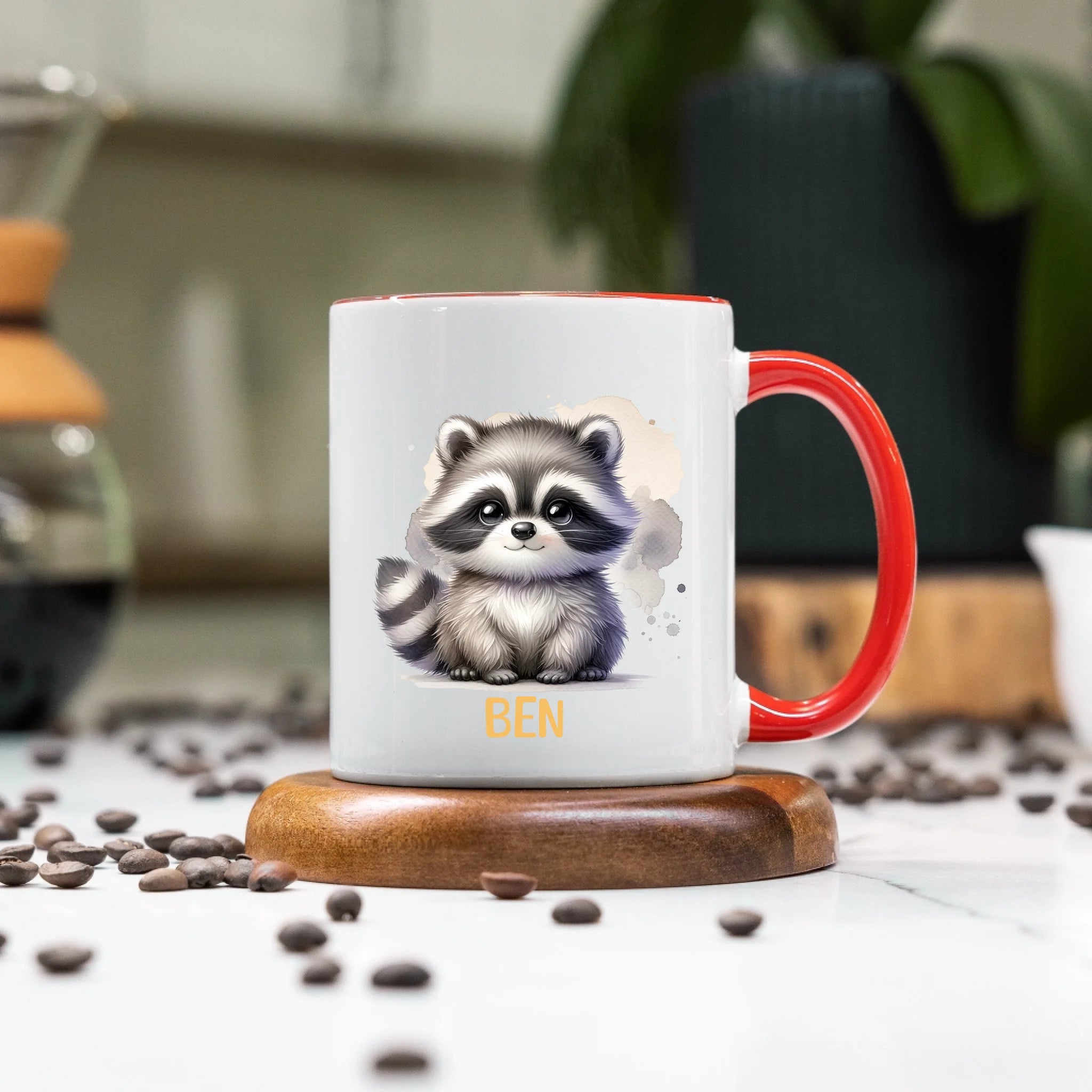 Kindertasse mit Namen Personalisiert, Personalisierte Tasse Kinder mit Tier, Namenstasse Kinderbecher als Geschenk zur Taufe, Geburt Weihnachten
