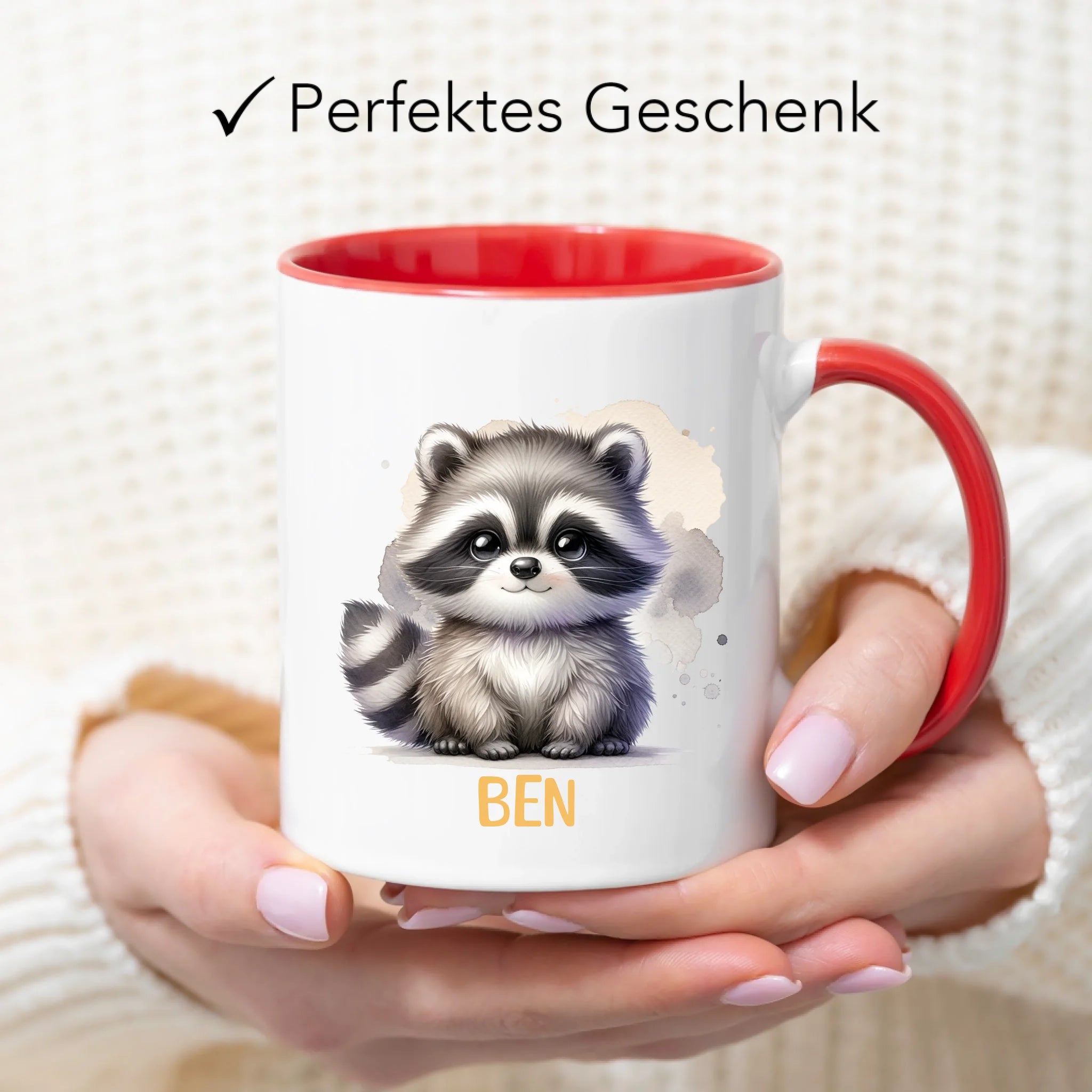 Kindertasse mit Namen Personalisiert, Personalisierte Tasse Kinder mit Tier, Namenstasse Kinderbecher als Geschenk zur Taufe, Geburt Weihnachten
