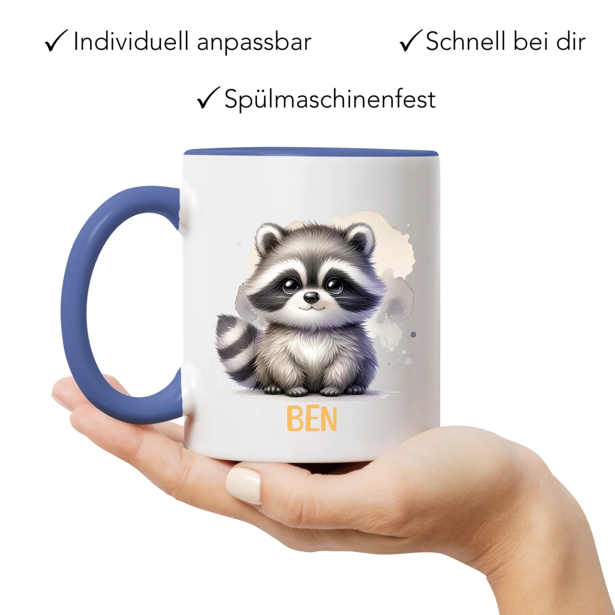 Kindertasse mit Namen Personalisiert, Personalisierte Tasse Kinder mit Tier, Namenstasse Kinderbecher als Geschenk zur Taufe, Geburt Weihnachten