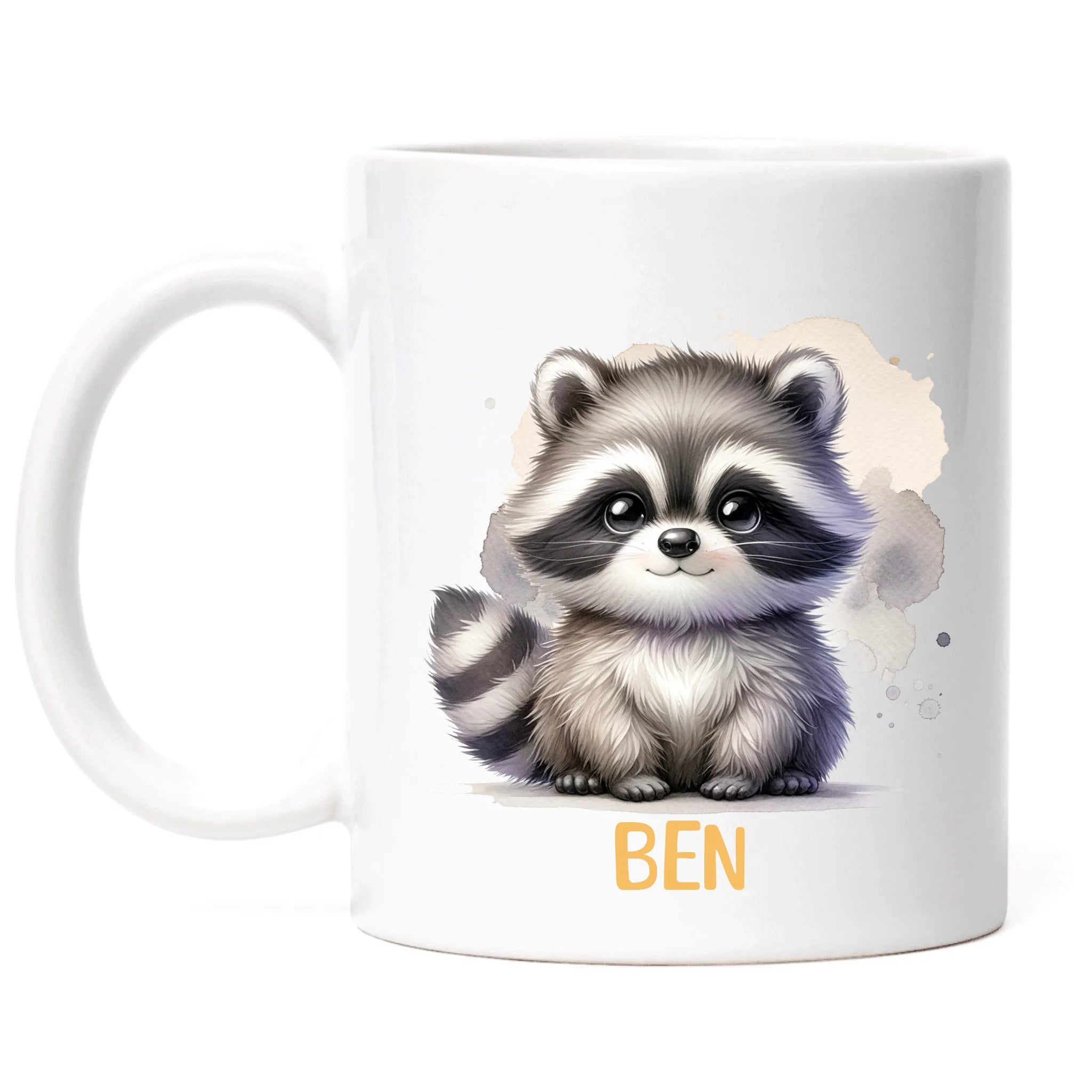 Kindertasse mit Namen Personalisiert, Personalisierte Tasse Kinder mit Tier, Namenstasse Kinderbecher als Geschenk zur Taufe, Geburt Weihnachten