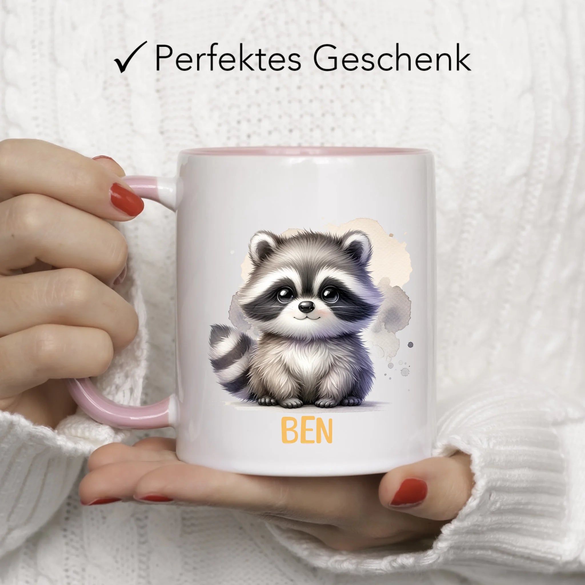 Kindertasse mit Namen Personalisiert, Personalisierte Tasse Kinder mit Tier, Namenstasse Kinderbecher als Geschenk zur Taufe, Geburt Weihnachten