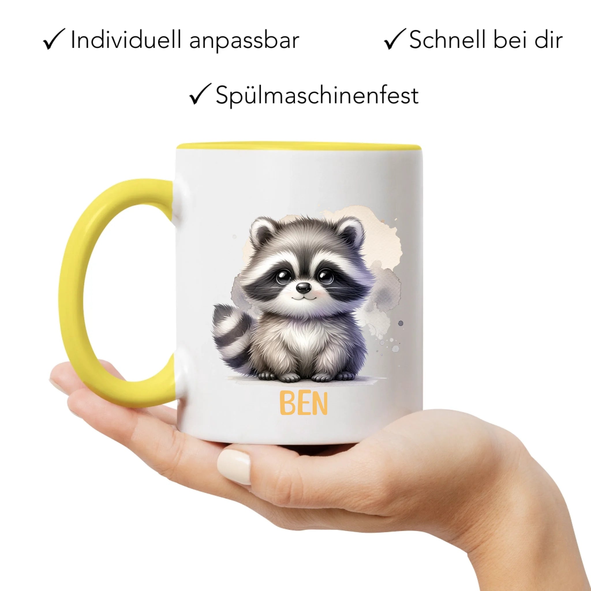 Kindertasse mit Namen Personalisiert, Personalisierte Tasse Kinder mit Tier, Namenstasse Kinderbecher als Geschenk zur Taufe, Geburt Weihnachten