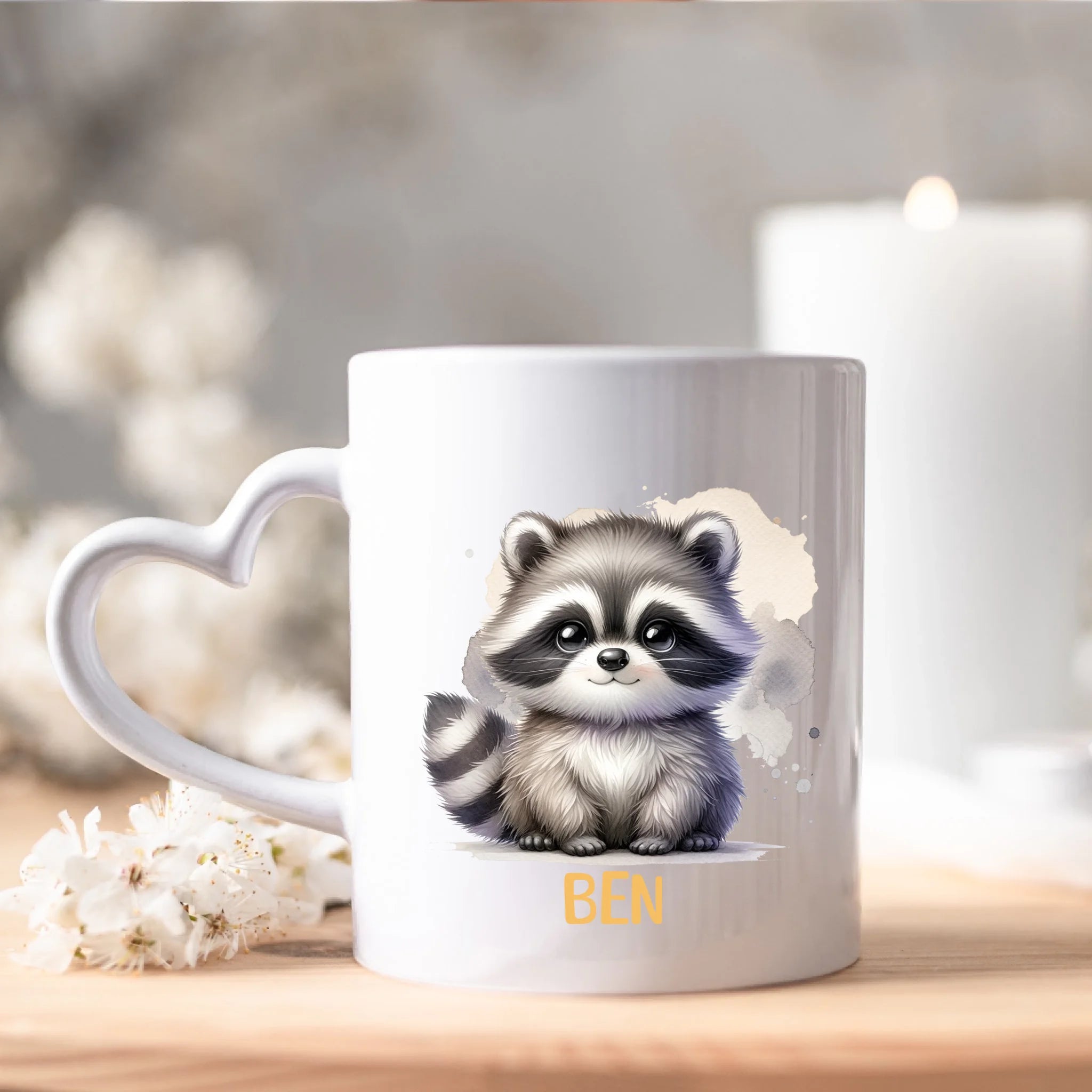 Kindertasse mit Namen Personalisiert, Personalisierte Tasse Kinder mit Tier, Namenstasse Kinderbecher als Geschenk zur Taufe, Geburt Weihnachten