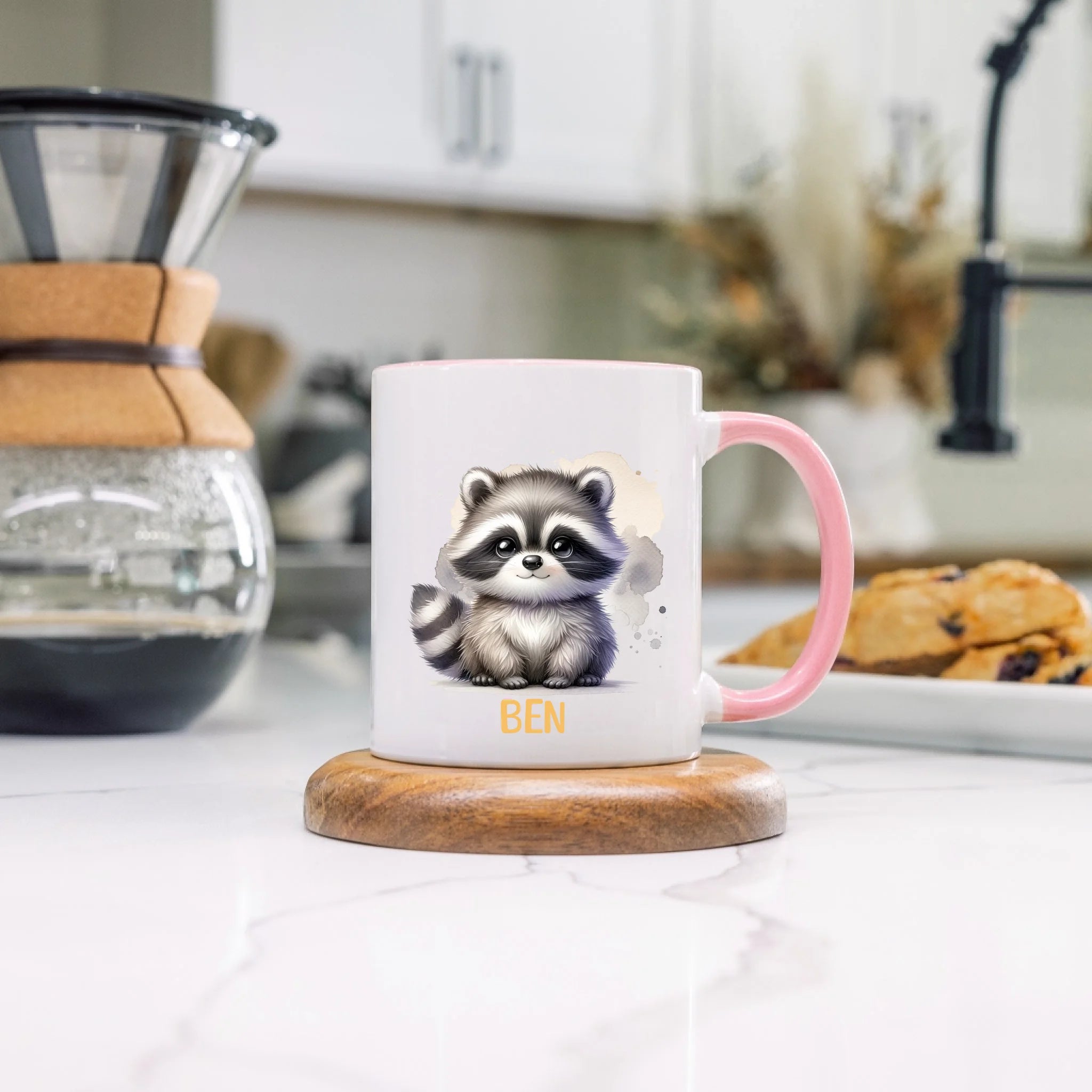 Kindertasse mit Namen Personalisiert, Personalisierte Tasse Kinder mit Tier, Namenstasse Kinderbecher als Geschenk zur Taufe, Geburt Weihnachten