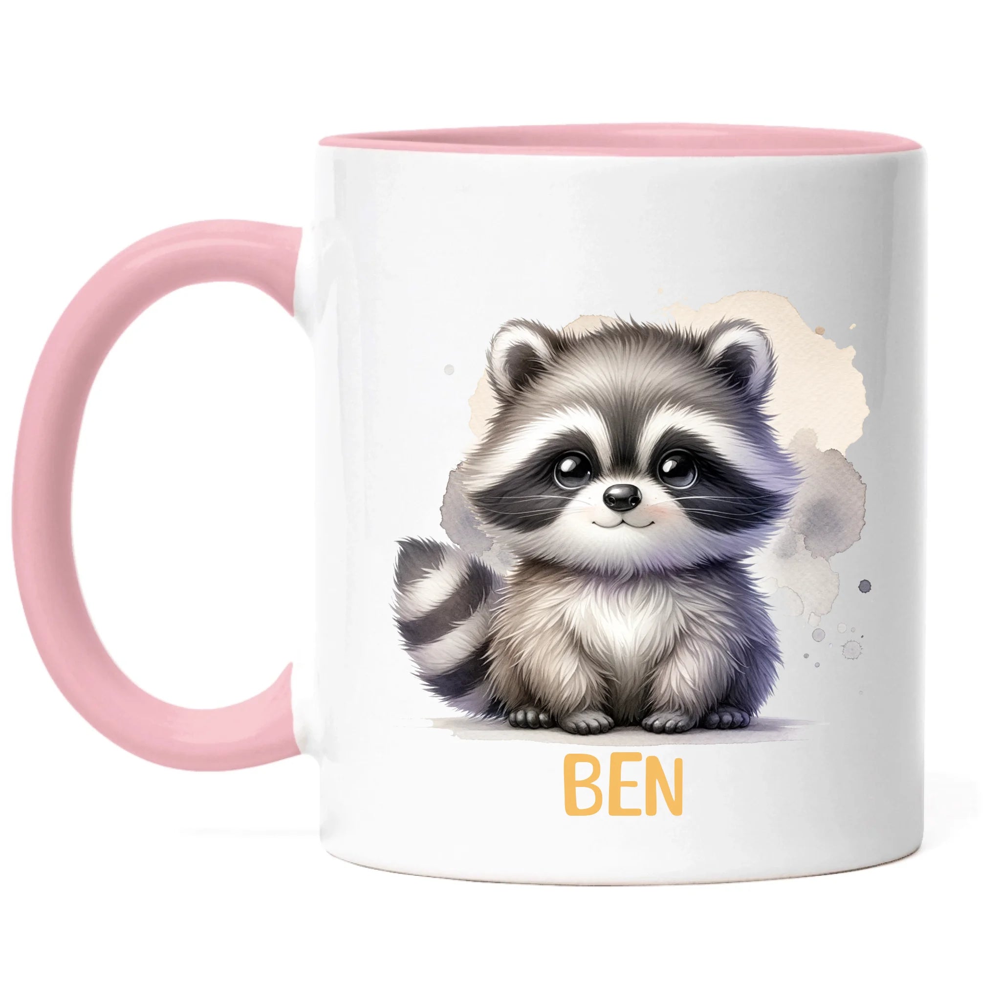Kindertasse mit Namen Personalisiert, Personalisierte Tasse Kinder mit Tier, Namenstasse Kinderbecher als Geschenk zur Taufe, Geburt Weihnachten