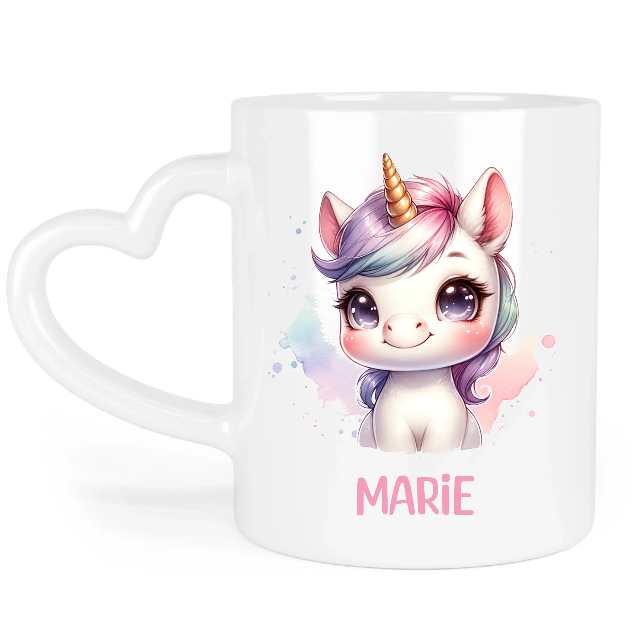 Kindertasse mit Namen Personalisiert, Personalisierte Tasse Kinder mit Einhorn, Namenstasse Tier Kinderbecher als Geschenk zur Taufe, Geburt Weihnachten
