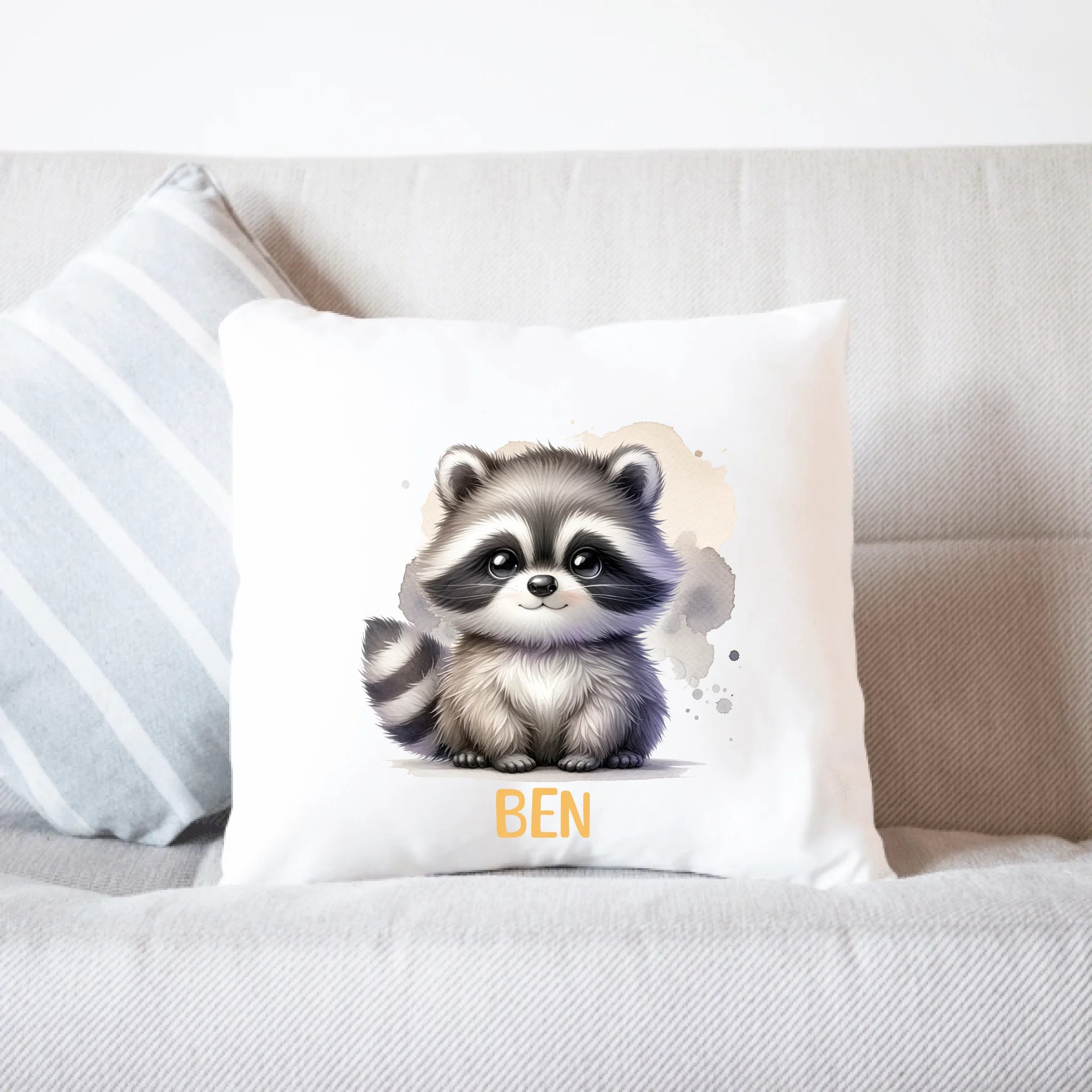 Kissen mit Tiermotiv für Kinder mit Namen Personalisiert, Kinderkissen mit Wunschname Kuschelkissen, Geschenk Mädchen Junge, Kinderzimmer Deko Dekokissen 40x40cm inkl. Füllung