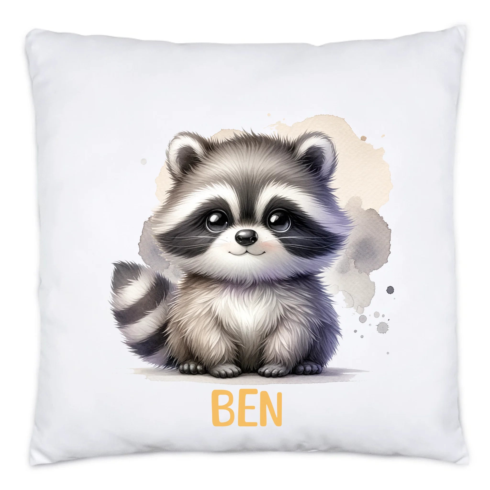 Kissen mit Tiermotiv für Kinder mit Namen Personalisiert, Kinderkissen mit Wunschname Kuschelkissen, Geschenk Mädchen Junge, Kinderzimmer Deko Dekokissen 40x40cm inkl. Füllung