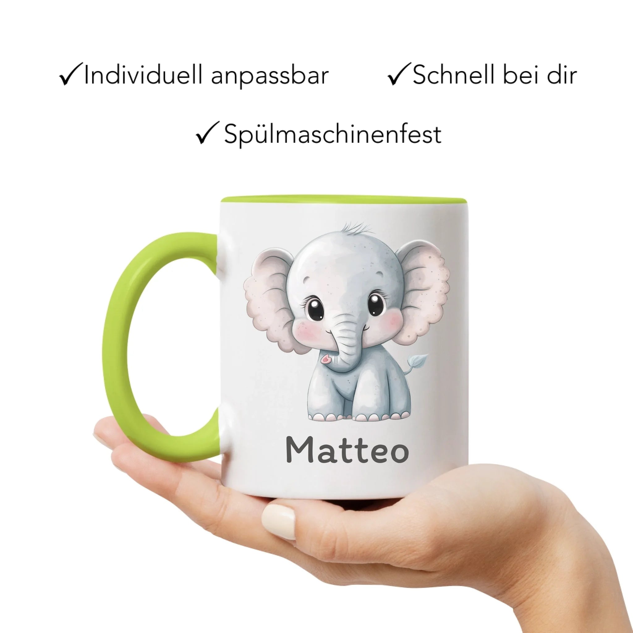 Kindertasse mit Namen Personalisiert, Personalisierte Tasse für Kinder mit Tier, Namenstasse Kinderbecher als Geschenk zur Taufe, Geburt Weihnachten