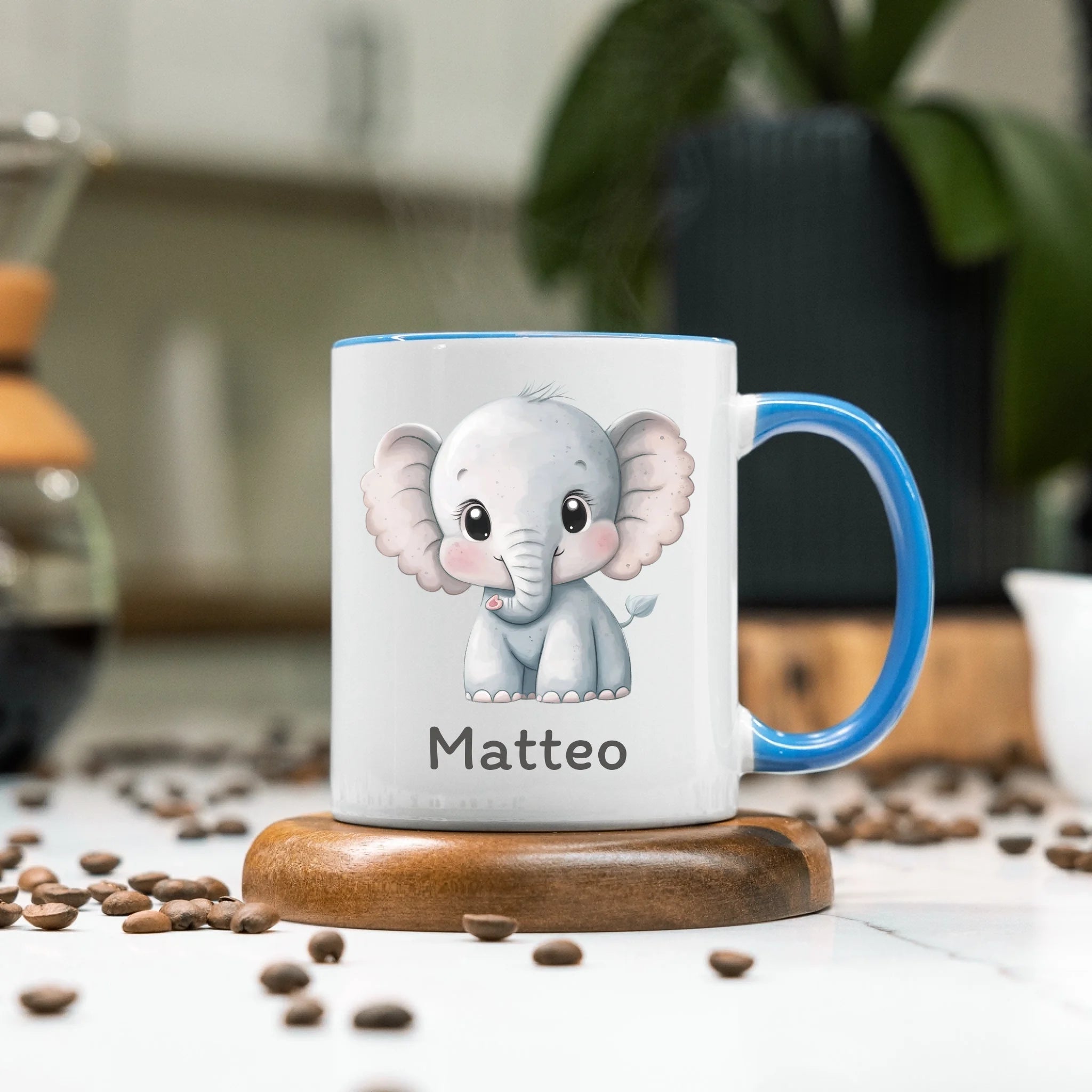 Kindertasse mit Namen Personalisiert, Personalisierte Tasse für Kinder mit Tier, Namenstasse Kinderbecher als Geschenk zur Taufe, Geburt Weihnachten