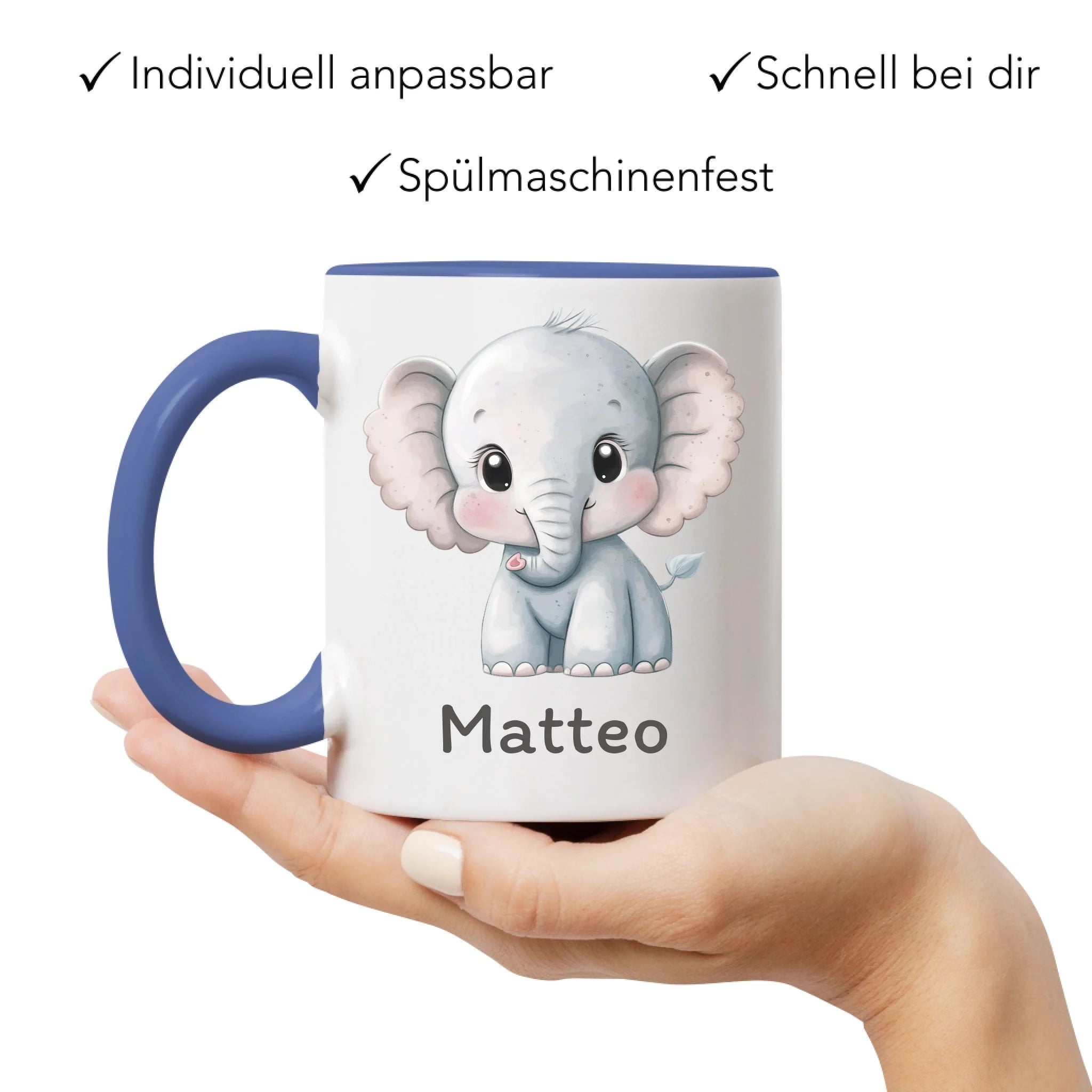 Kindertasse mit Namen Personalisiert, Personalisierte Tasse für Kinder mit Tier, Namenstasse Kinderbecher als Geschenk zur Taufe, Geburt Weihnachten