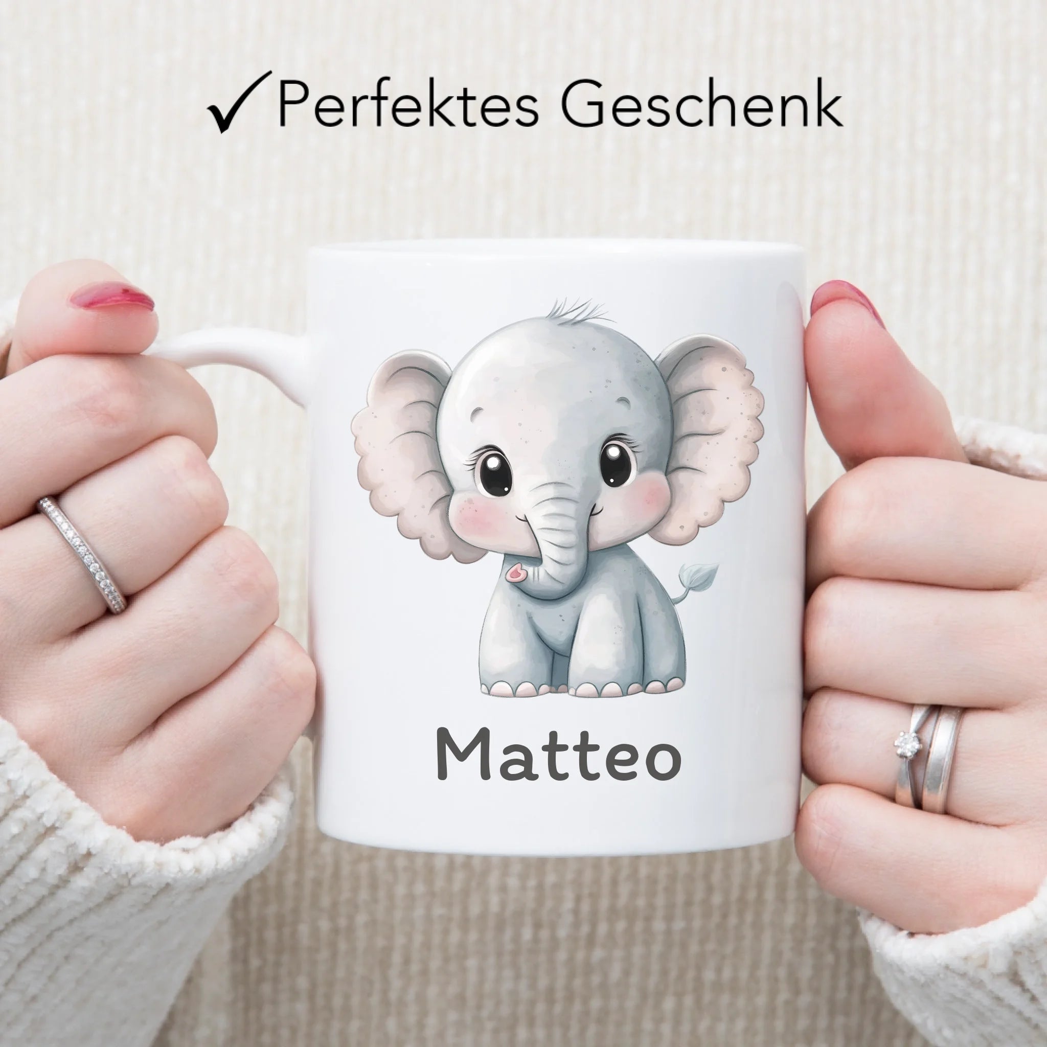Kindertasse mit Namen Personalisiert, Personalisierte Tasse für Kinder mit Tier, Namenstasse Kinderbecher als Geschenk zur Taufe, Geburt Weihnachten