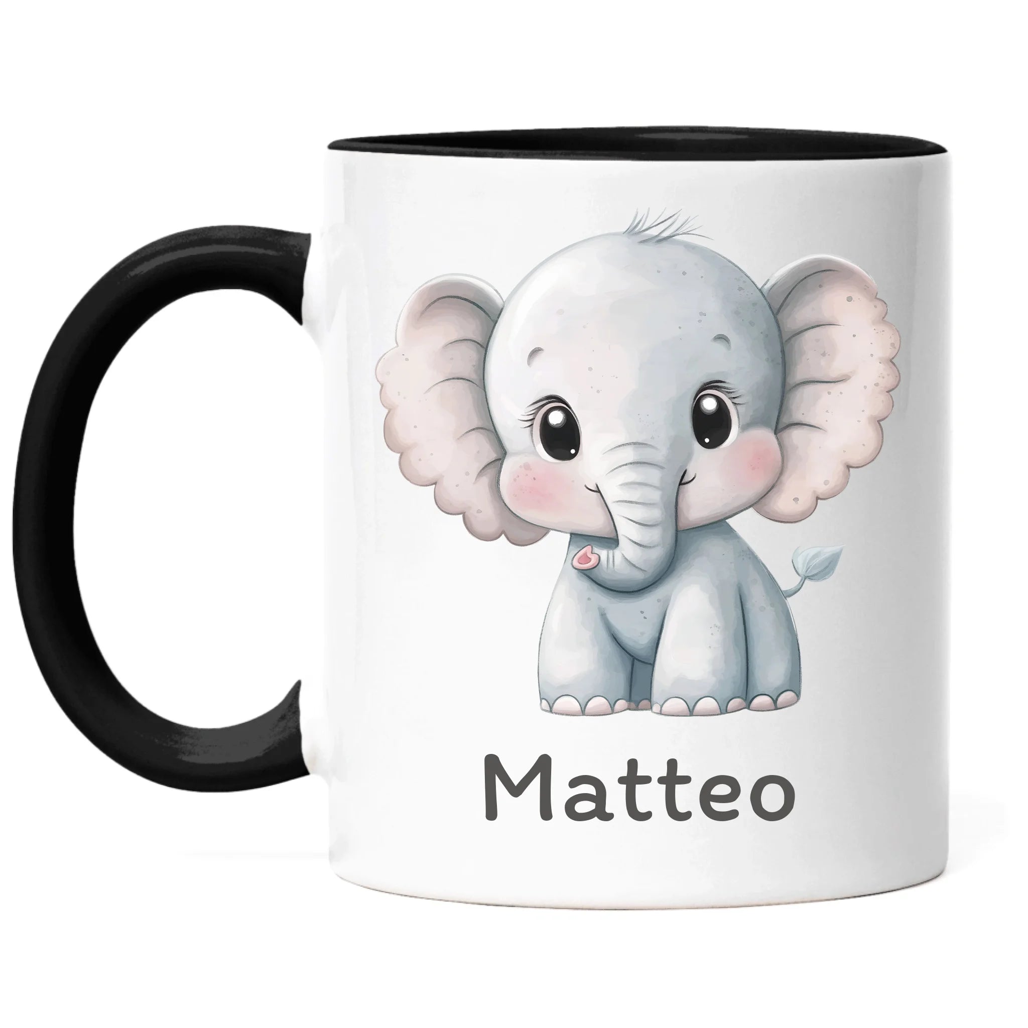 Kindertasse mit Namen Personalisiert, Personalisierte Tasse für Kinder mit Tier, Namenstasse Kinderbecher als Geschenk zur Taufe, Geburt Weihnachten