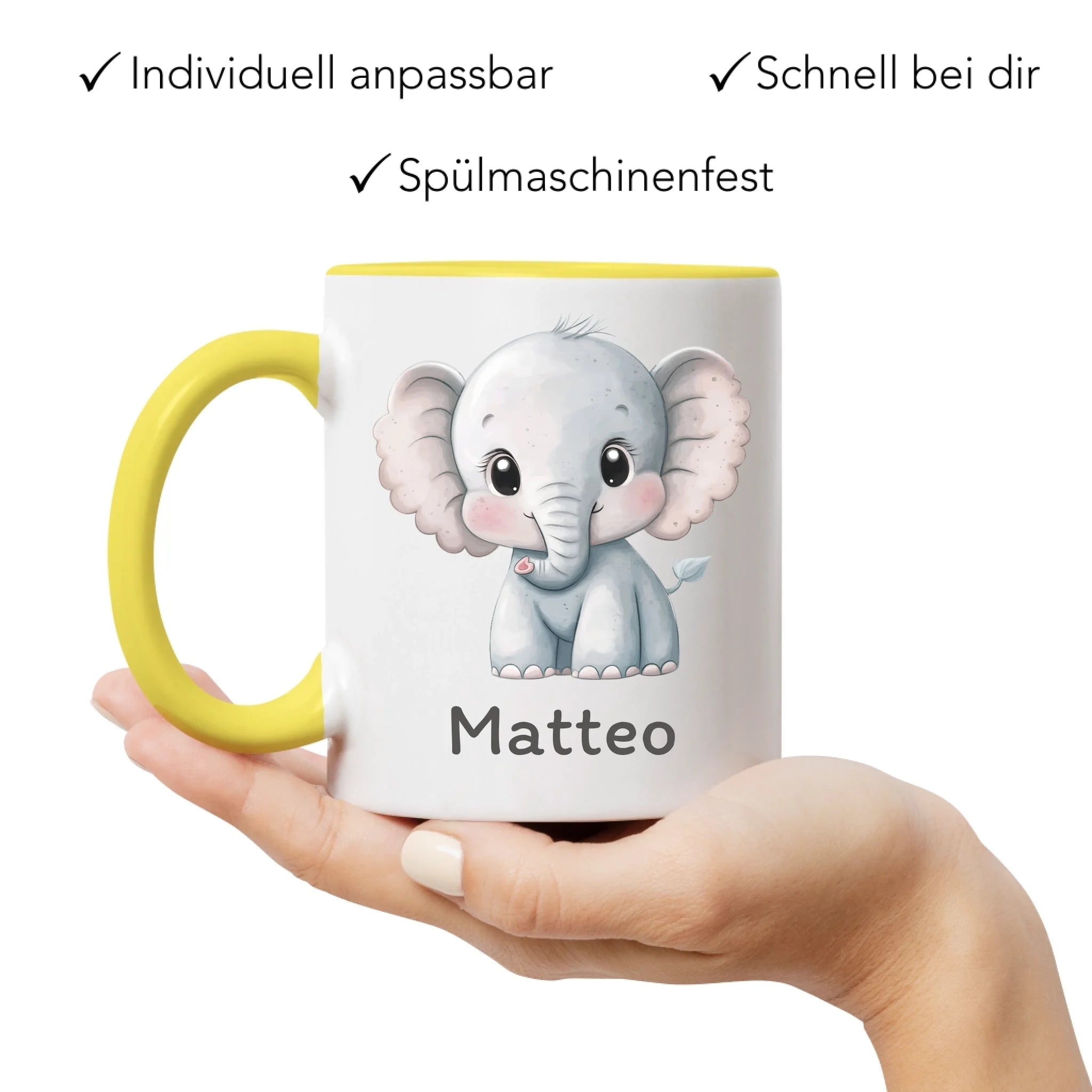 Kindertasse mit Namen Personalisiert, Personalisierte Tasse für Kinder mit Tier, Namenstasse Kinderbecher als Geschenk zur Taufe, Geburt Weihnachten