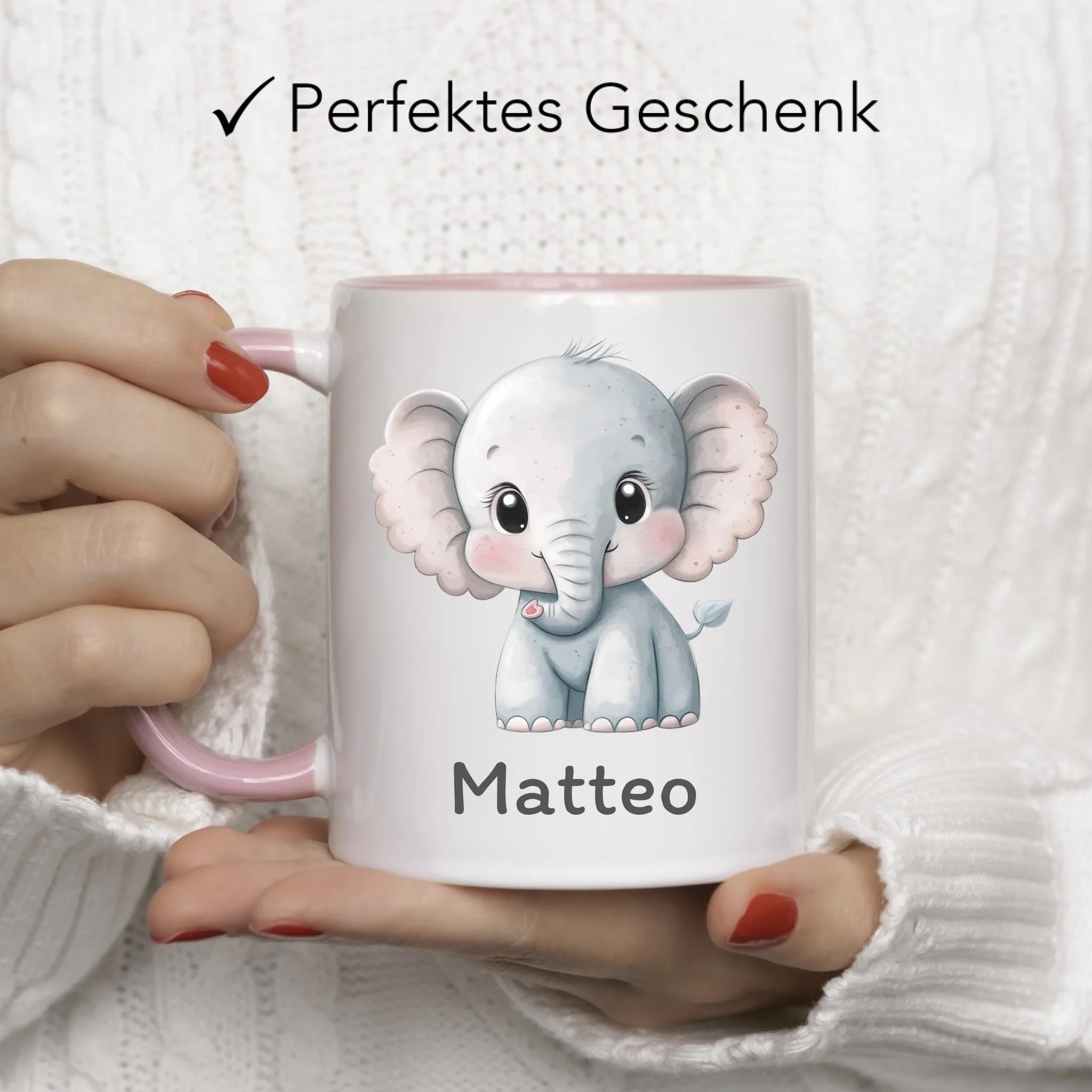 Kindertasse mit Namen Personalisiert, Personalisierte Tasse für Kinder mit Tier, Namenstasse Kinderbecher als Geschenk zur Taufe, Geburt Weihnachten