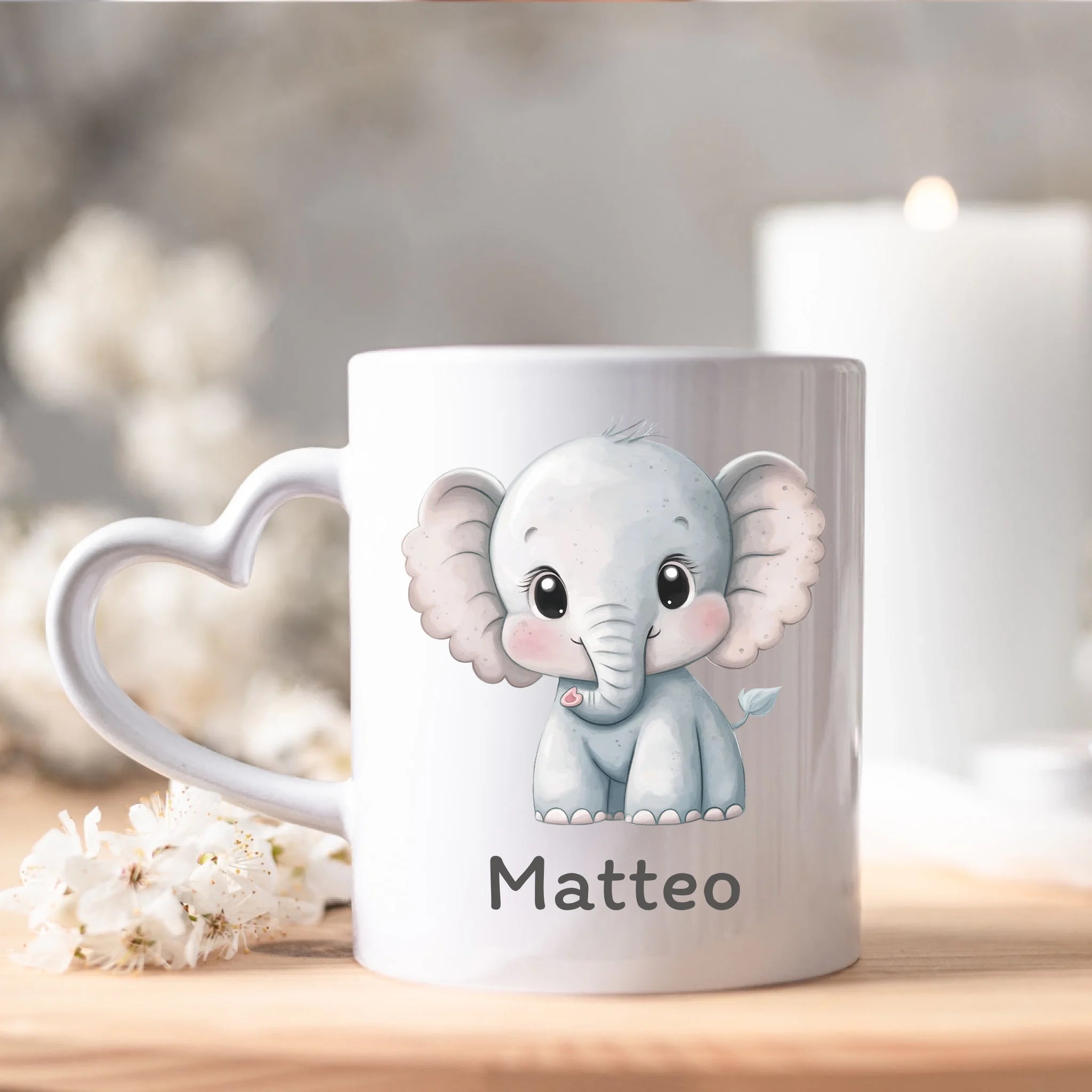 Kindertasse mit Namen Personalisiert, Personalisierte Tasse für Kinder mit Tier, Namenstasse Kinderbecher als Geschenk zur Taufe, Geburt Weihnachten