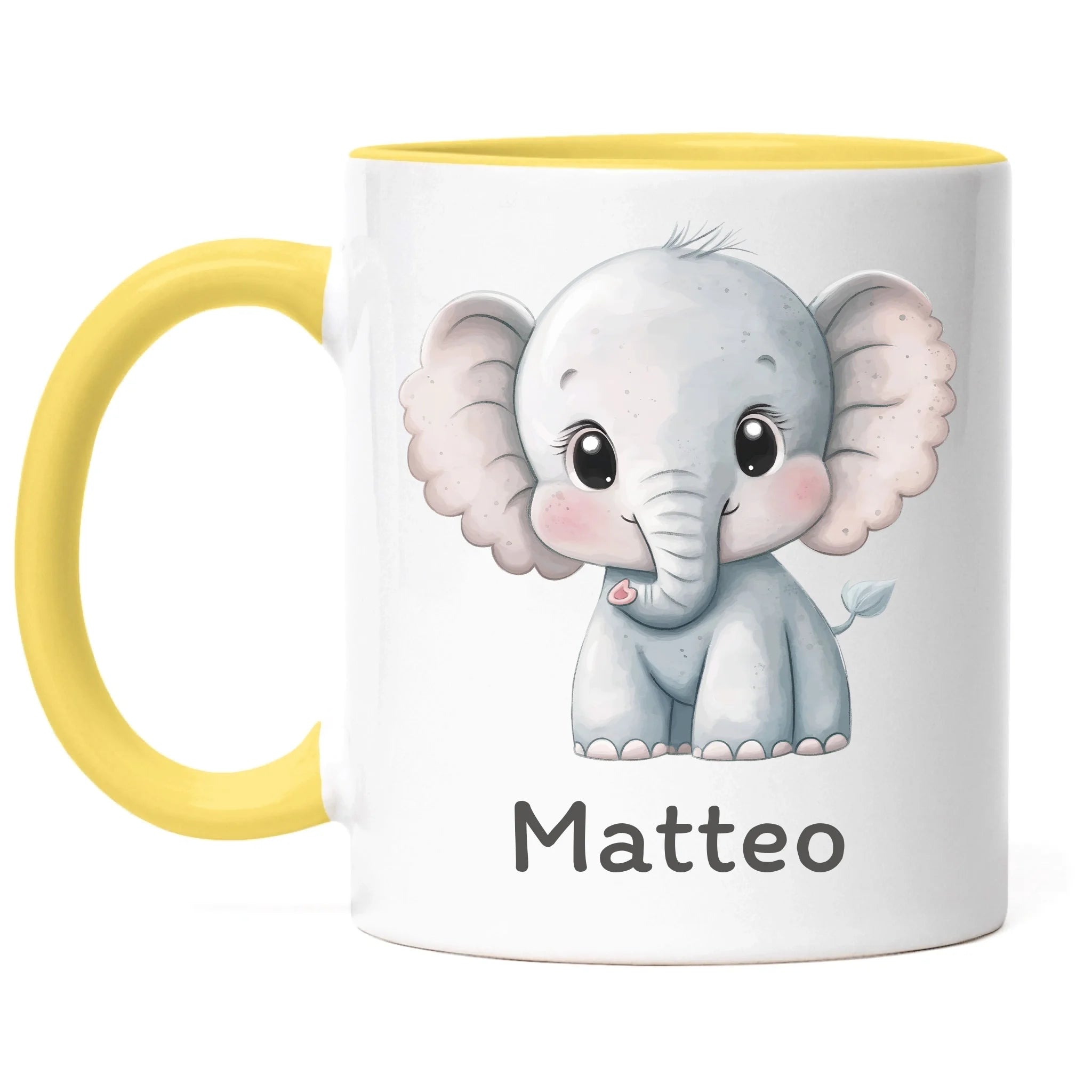 Kindertasse mit Namen Personalisiert, Personalisierte Tasse für Kinder mit Tier, Namenstasse Kinderbecher als Geschenk zur Taufe, Geburt Weihnachten