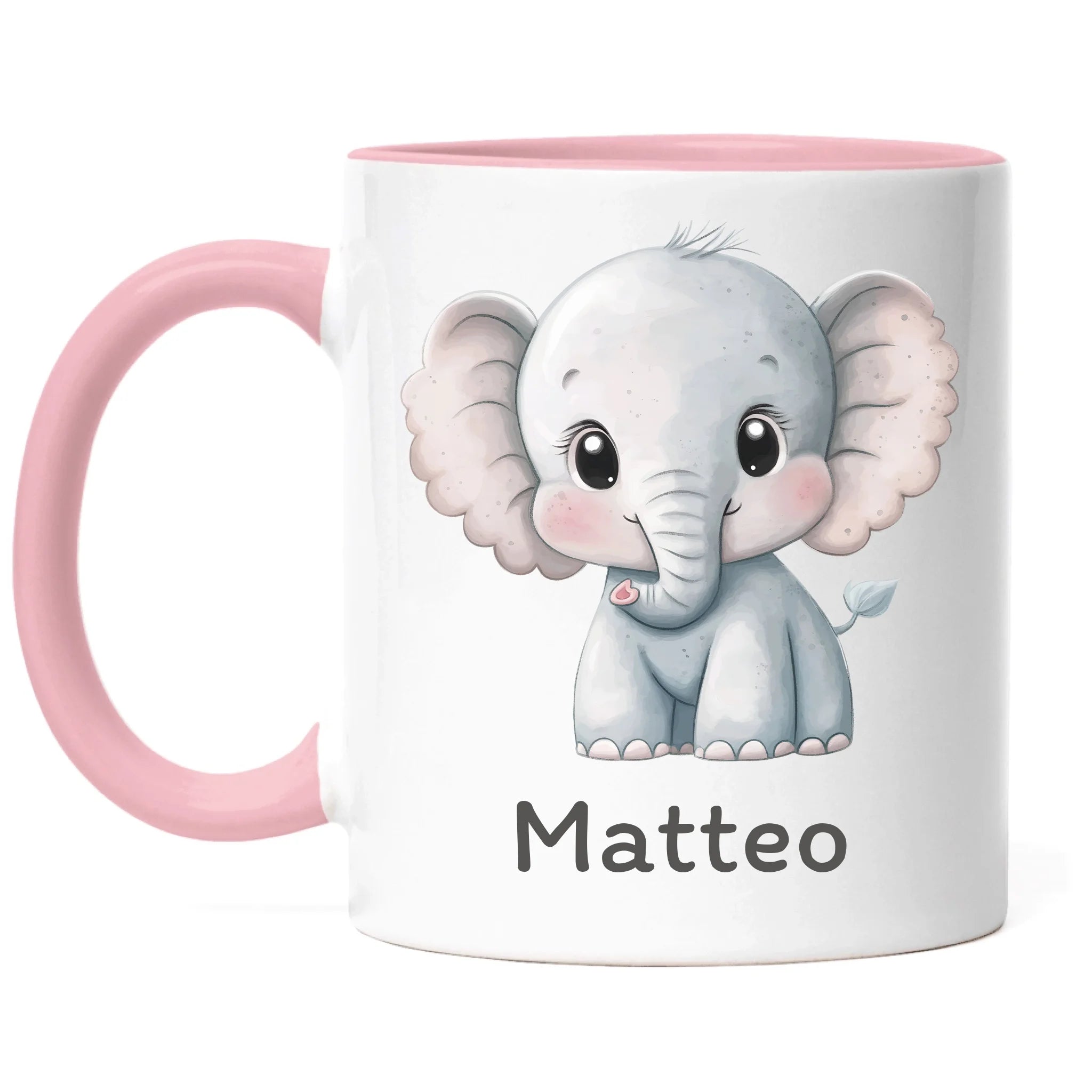Kindertasse mit Namen Personalisiert, Personalisierte Tasse für Kinder mit Tier, Namenstasse Kinderbecher als Geschenk zur Taufe, Geburt Weihnachten