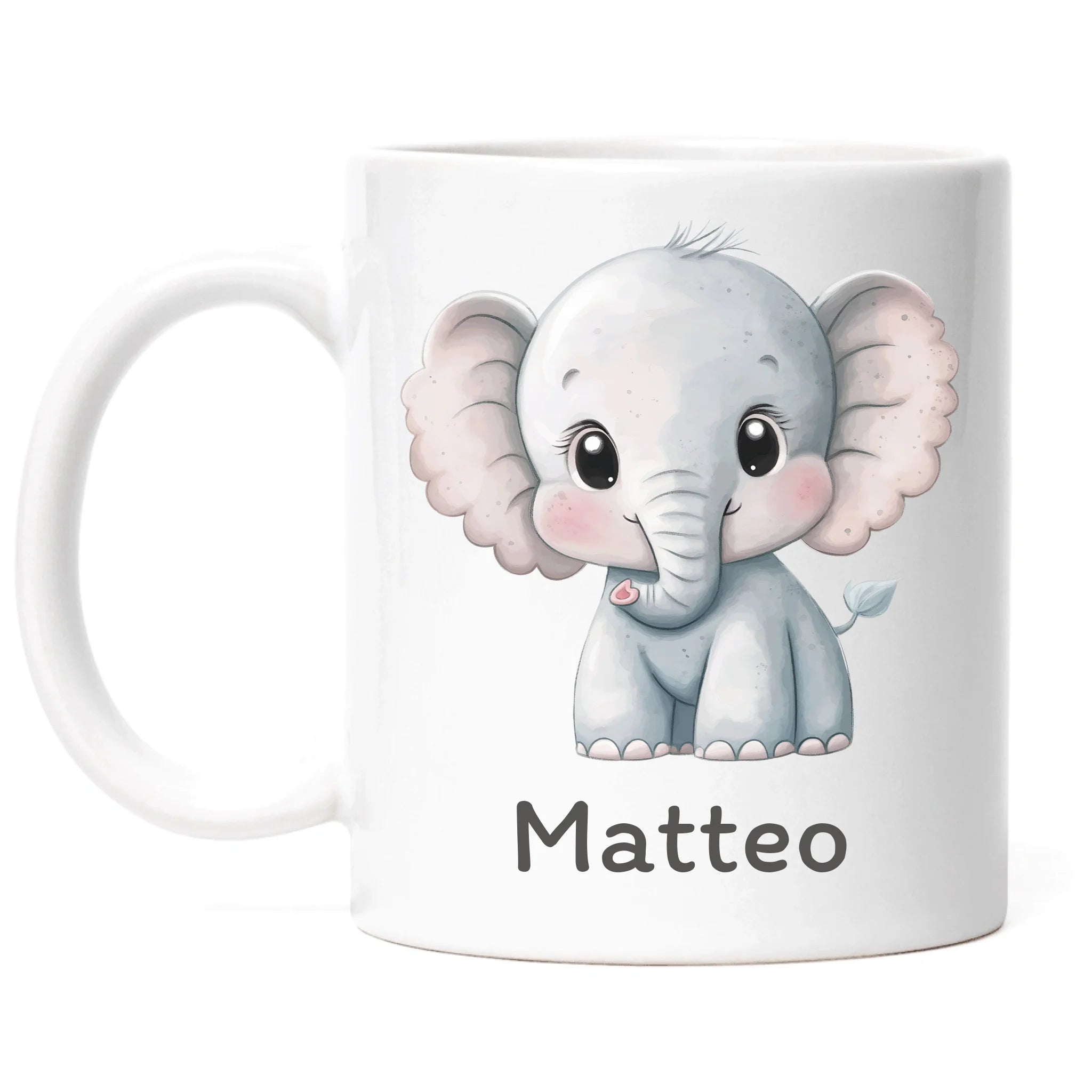 Kindertasse mit Namen Personalisiert, Personalisierte Tasse für Kinder mit Tier, Namenstasse Kinderbecher als Geschenk zur Taufe, Geburt Weihnachten