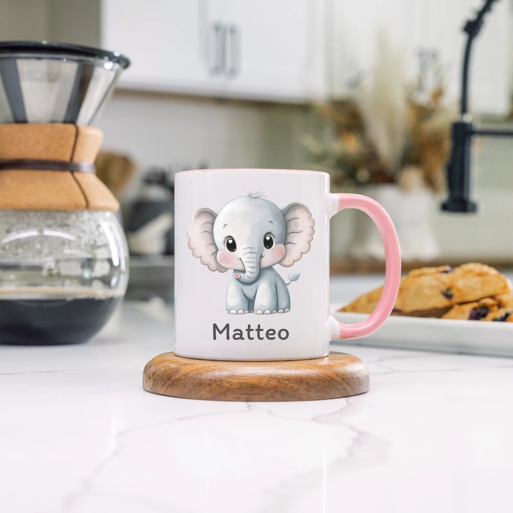 Kindertasse mit Namen Personalisiert, Personalisierte Tasse für Kinder mit Tier, Namenstasse Kinderbecher als Geschenk zur Taufe, Geburt Weihnachten