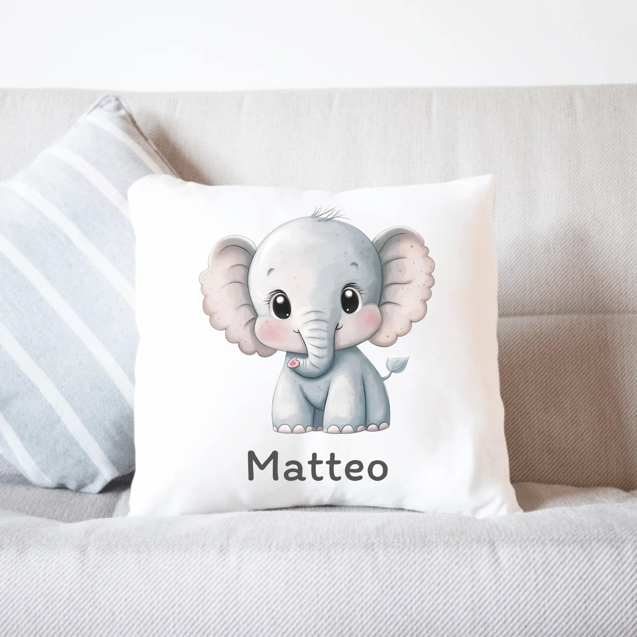 Kissen mit Tiermotiv für Kinder Personalisiert, Kinderkissen mit Wunschname Kuschelkissen, Geschenk Mädchen Junge, Kinderzimmer Deko Dekokissen 40x40cm inkl. Füllung