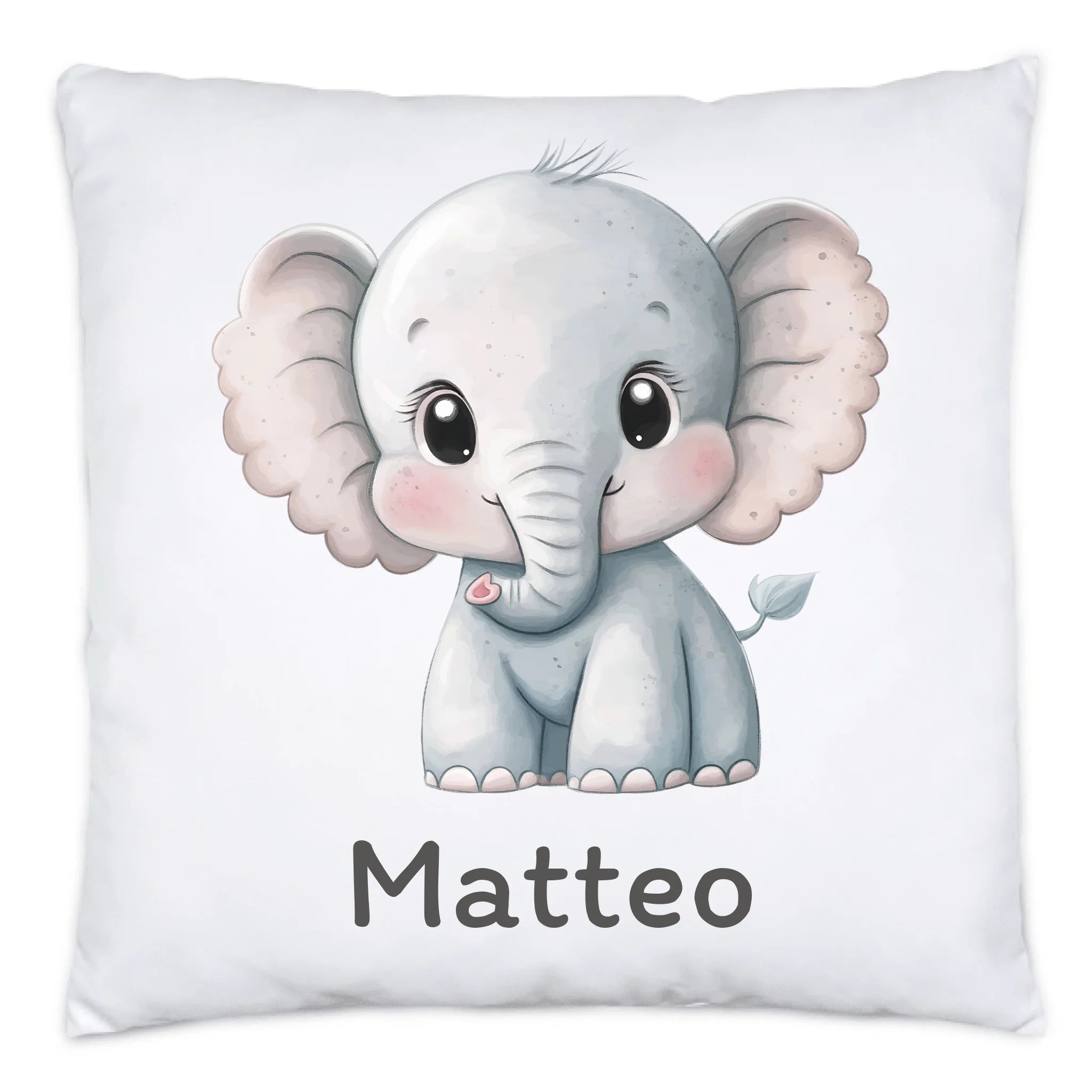Kissen mit Tiermotiv für Kinder Personalisiert, Kinderkissen mit Wunschname Kuschelkissen, Geschenk Mädchen Junge, Kinderzimmer Deko Dekokissen 40x40cm inkl. Füllung