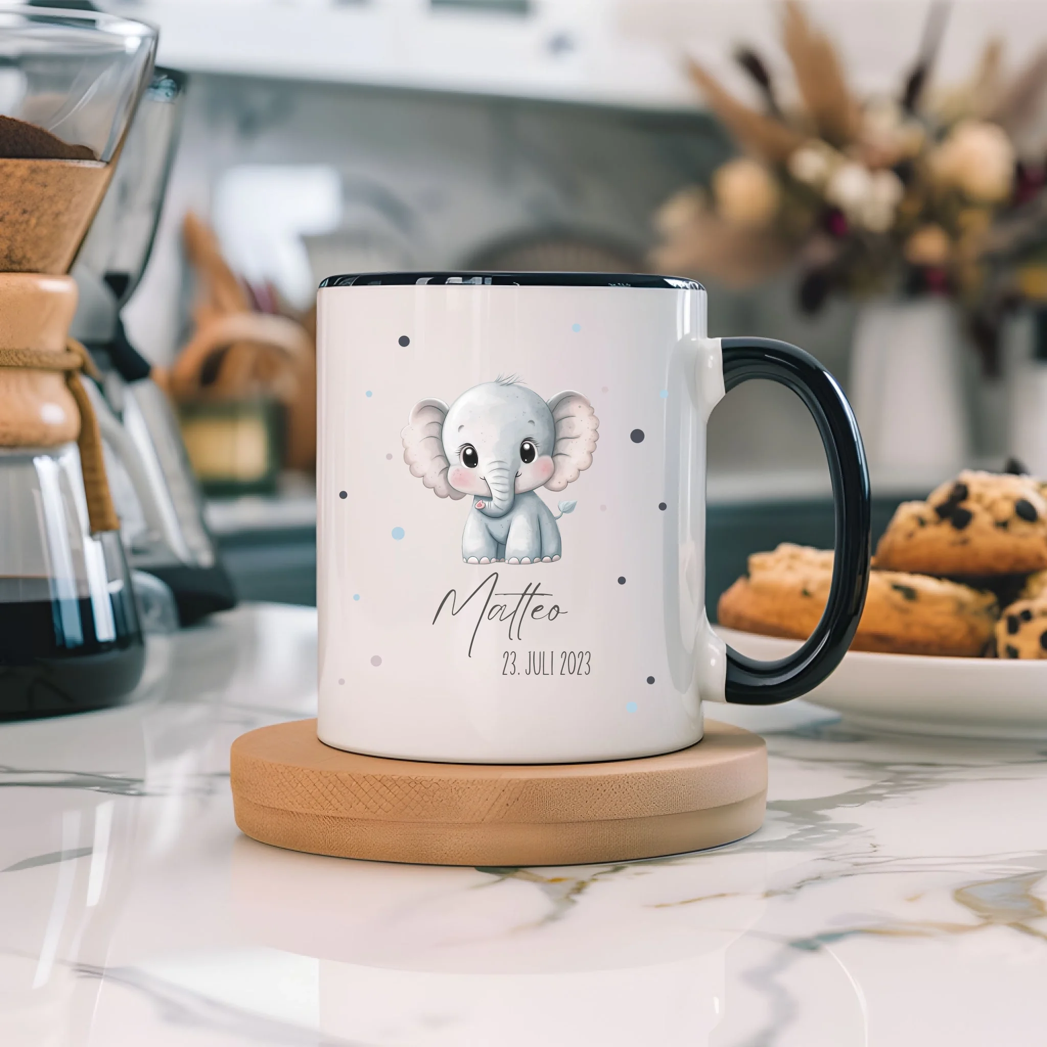 Kindertasse mit Namen Personalisiert, Personalisierte Tasse für Kinder mit Tiermotiv, Namenstasse als Geschenk zur Taufe, Geburt, Weihnachten