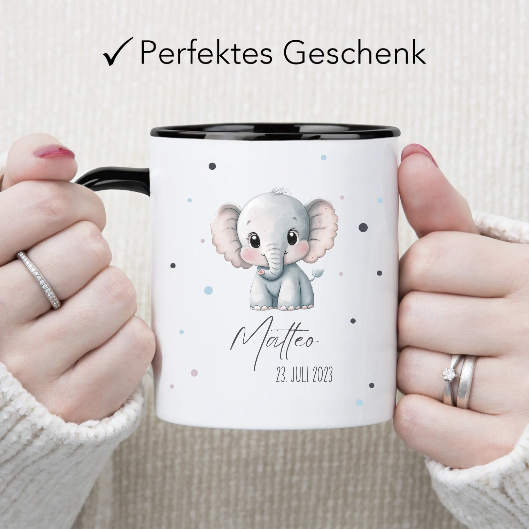 Kindertasse mit Namen Personalisiert, Personalisierte Tasse für Kinder mit Tiermotiv, Namenstasse als Geschenk zur Taufe, Geburt, Weihnachten