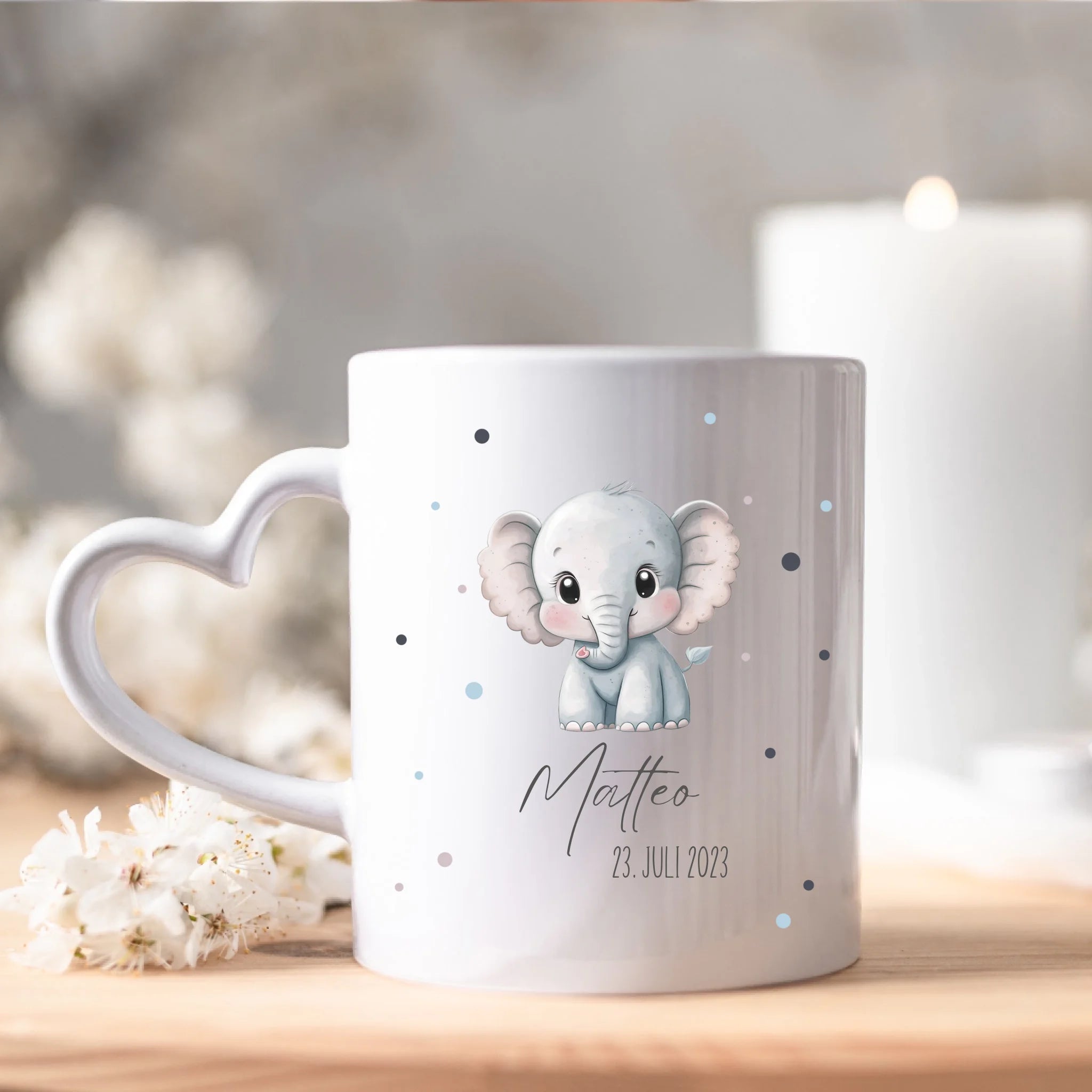 Kindertasse mit Namen Personalisiert, Personalisierte Tasse für Kinder mit Tiermotiv, Namenstasse als Geschenk zur Taufe, Geburt, Weihnachten