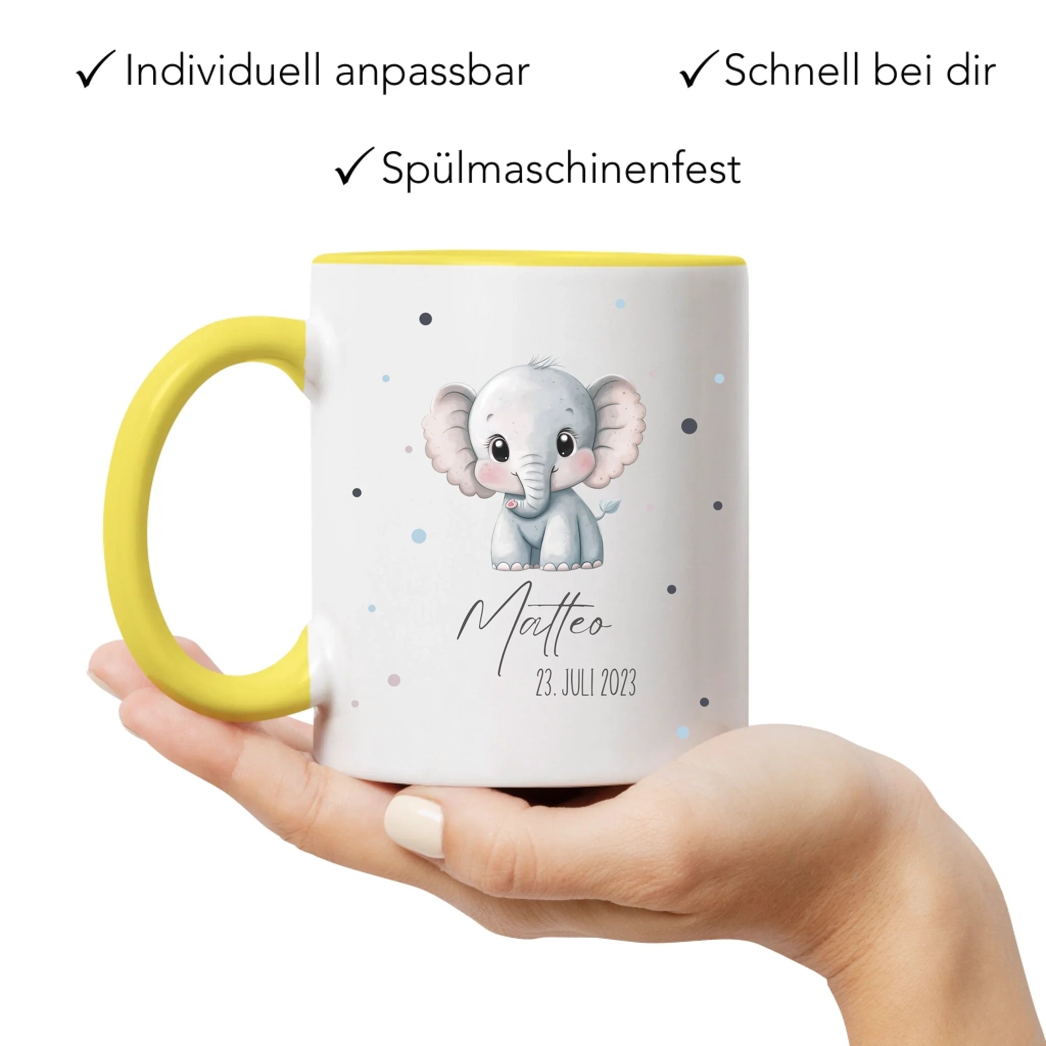 Kindertasse mit Namen Personalisiert, Personalisierte Tasse für Kinder mit Tiermotiv, Namenstasse als Geschenk zur Taufe, Geburt, Weihnachten