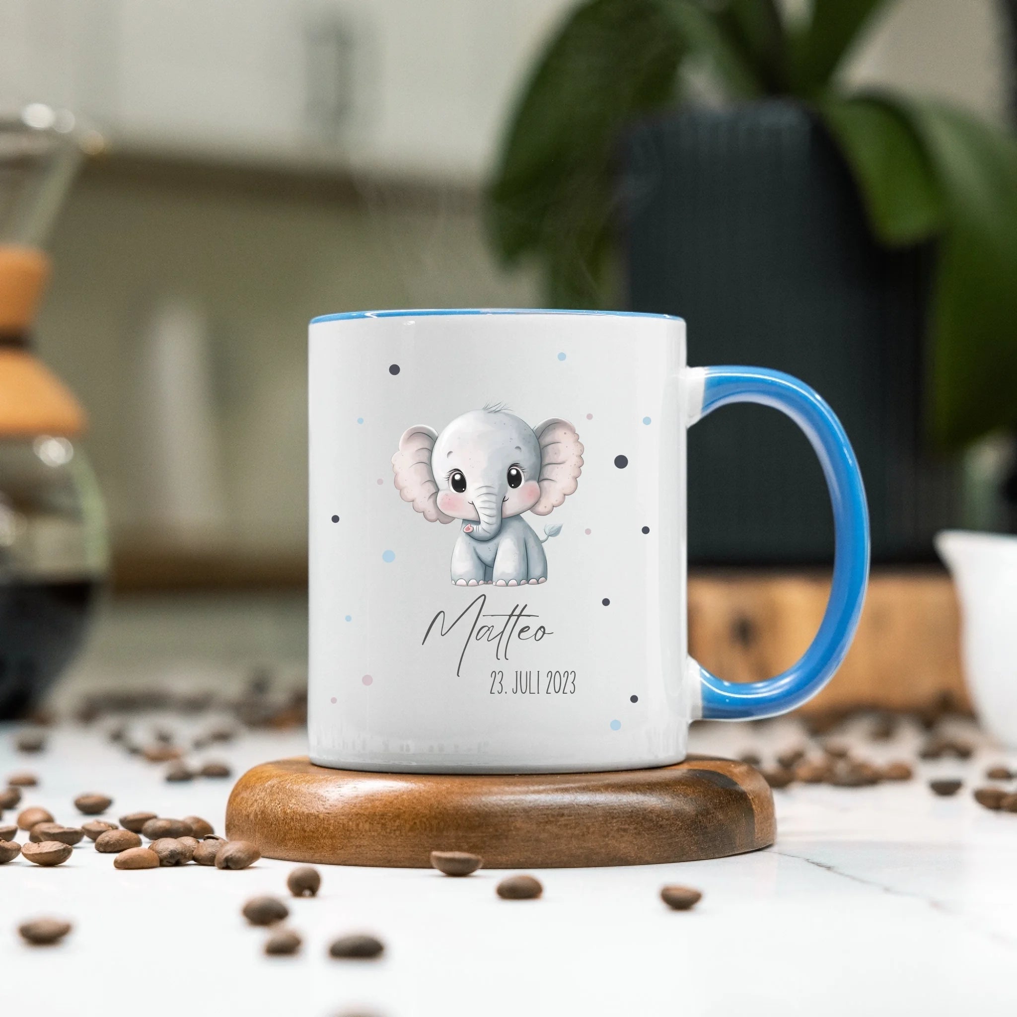 Kindertasse mit Namen Personalisiert, Personalisierte Tasse für Kinder mit Tiermotiv, Namenstasse als Geschenk zur Taufe, Geburt, Weihnachten