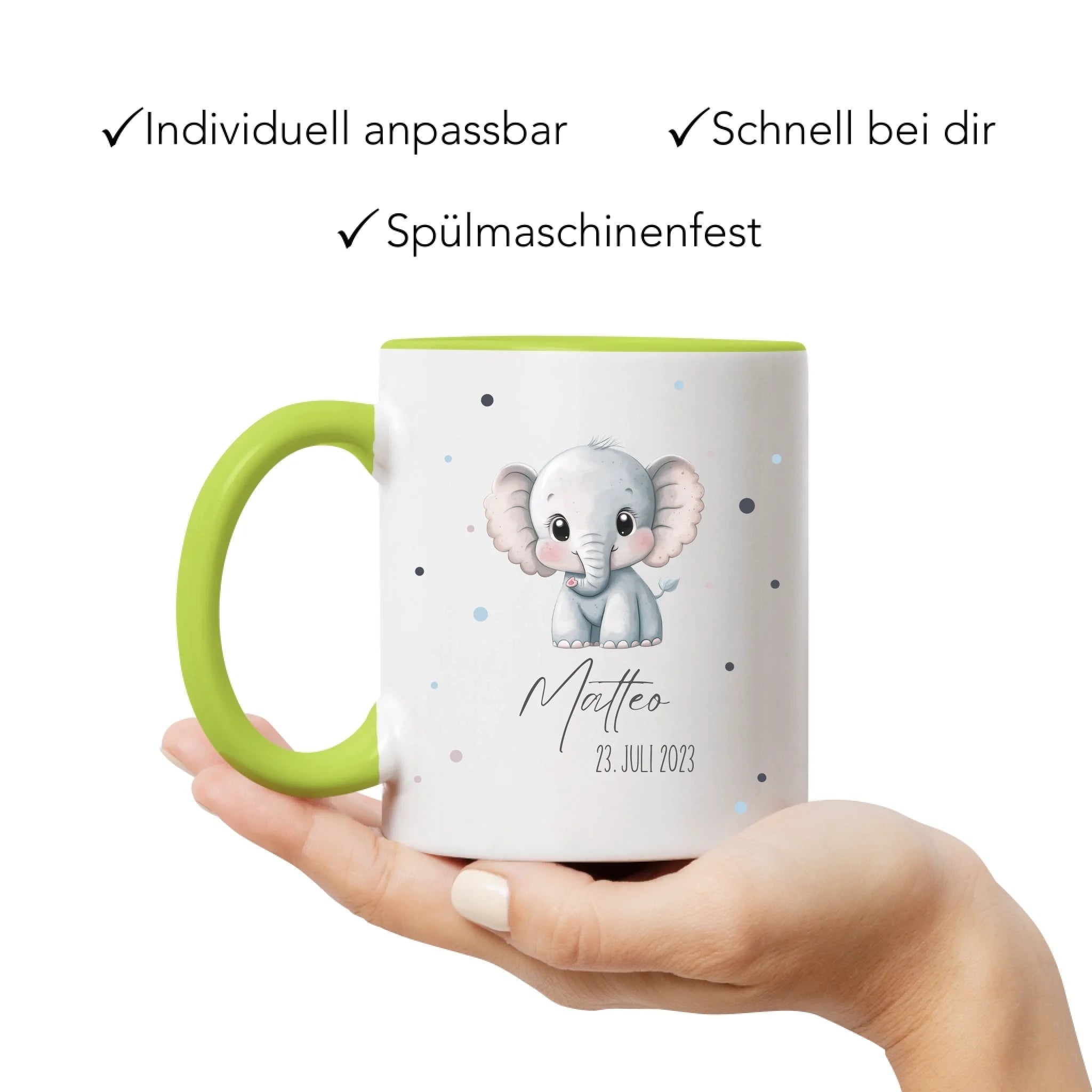 Kindertasse mit Namen Personalisiert, Personalisierte Tasse für Kinder mit Tiermotiv, Namenstasse als Geschenk zur Taufe, Geburt, Weihnachten
