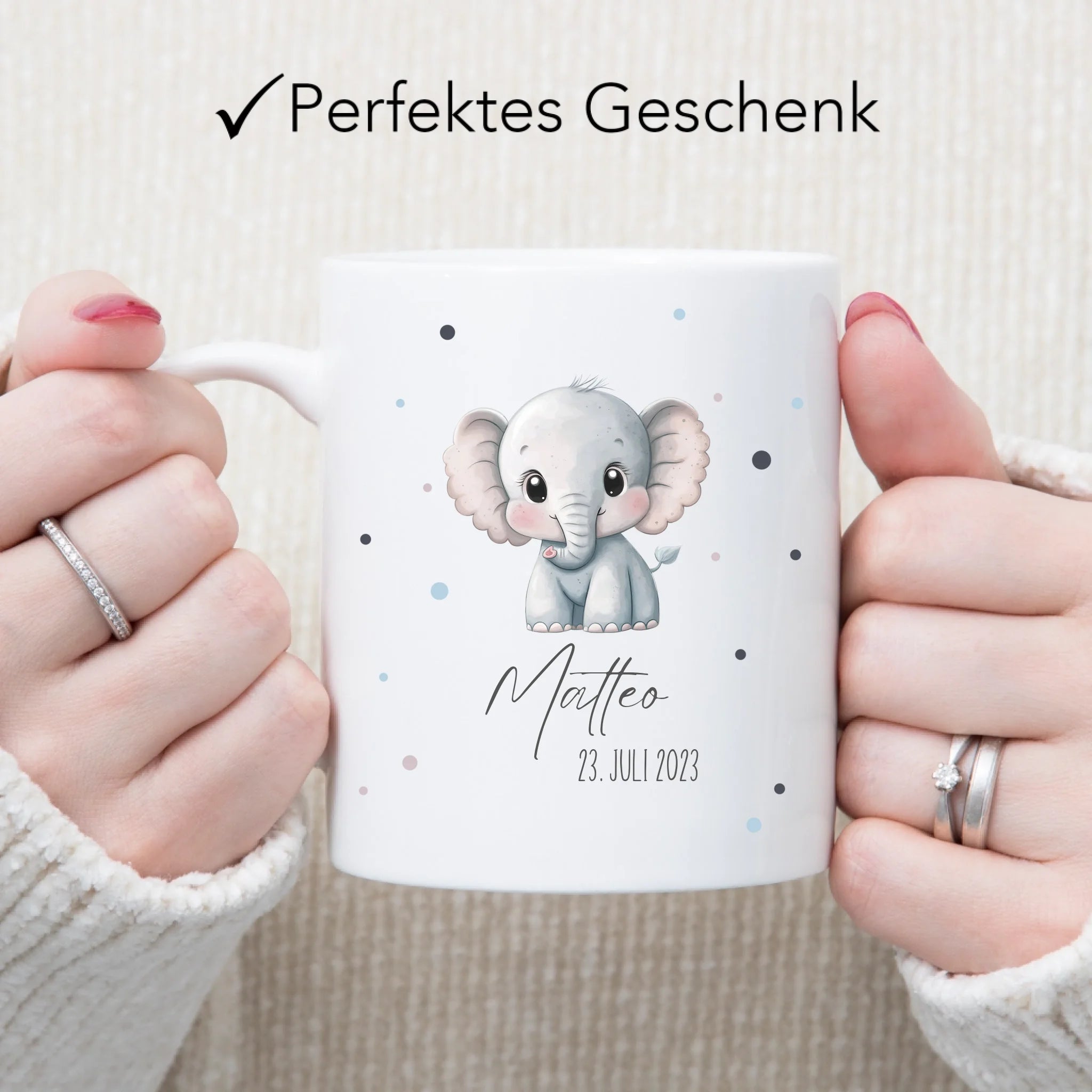 Kindertasse mit Namen Personalisiert, Personalisierte Tasse für Kinder mit Tiermotiv, Namenstasse als Geschenk zur Taufe, Geburt, Weihnachten