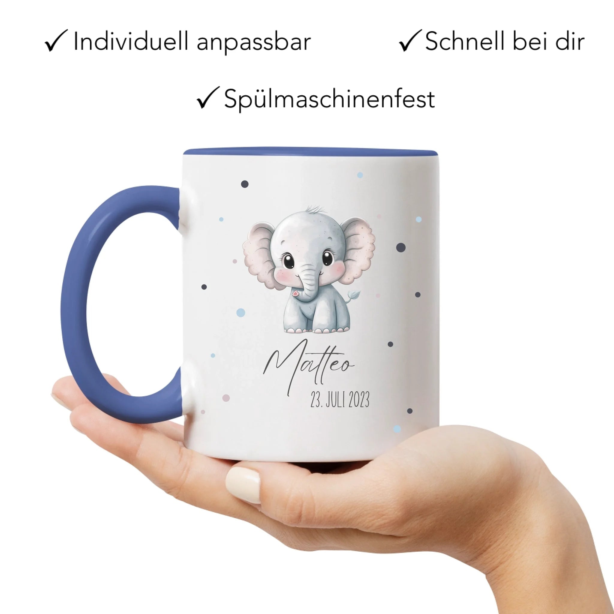 Kindertasse mit Namen Personalisiert, Personalisierte Tasse für Kinder mit Tiermotiv, Namenstasse als Geschenk zur Taufe, Geburt, Weihnachten