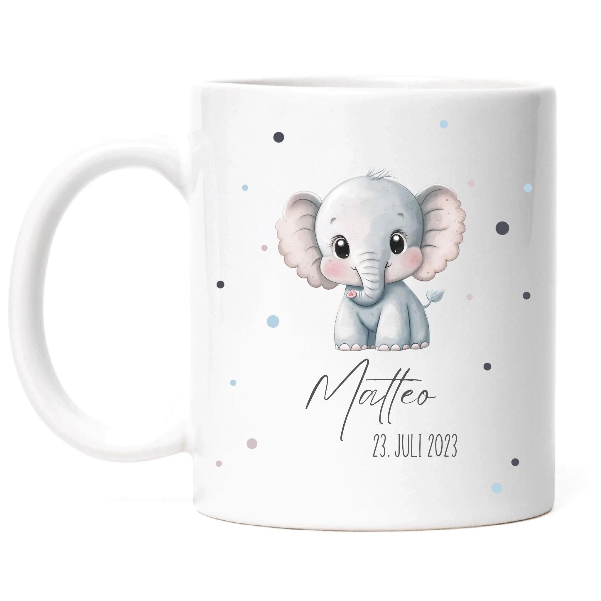 Kindertasse mit Namen Personalisiert, Personalisierte Tasse für Kinder mit Tiermotiv, Namenstasse als Geschenk zur Taufe, Geburt, Weihnachten