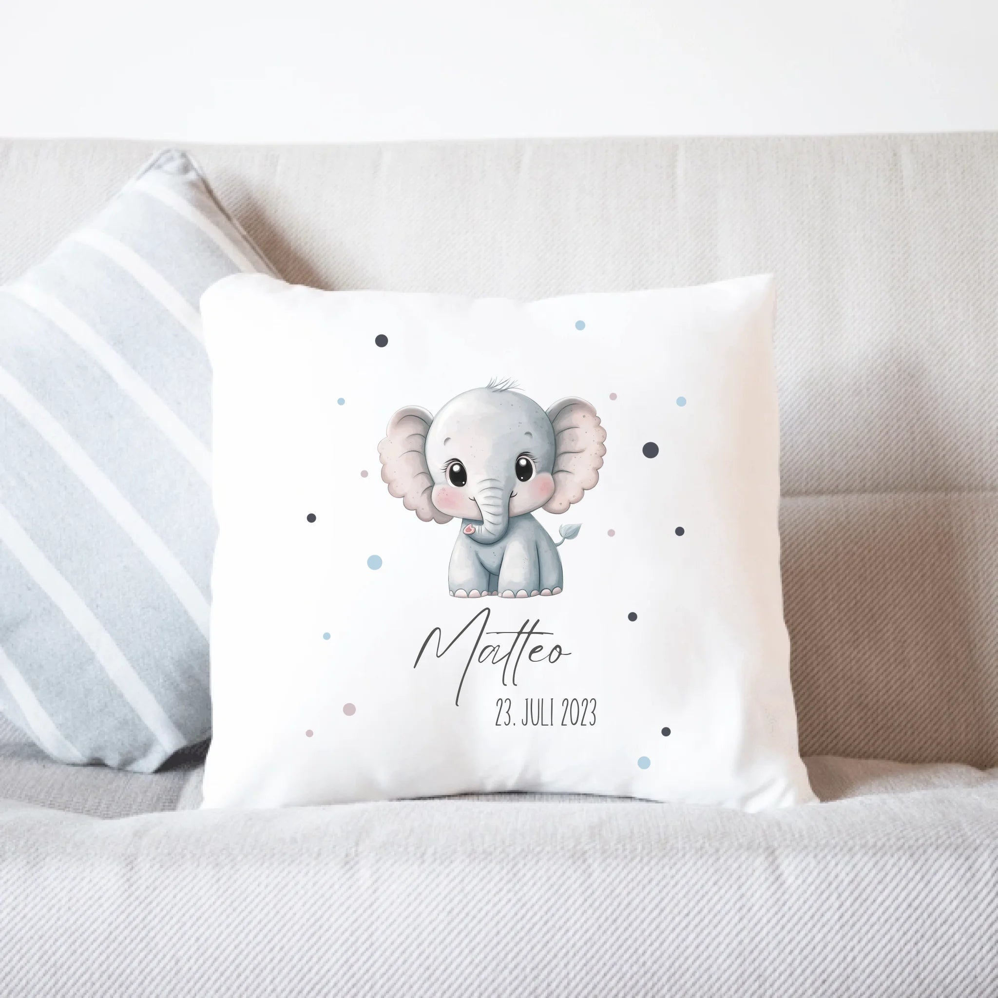 Kissen mit Namen Personalisiert, Personalisierte Kuschelkissen für Kinder mit Tiermotiv, Geschenk zur Taufe, Geburt, Weihnachten Kinderzimmer Deko Dekokissen 40x40cm inkl. Füllung
