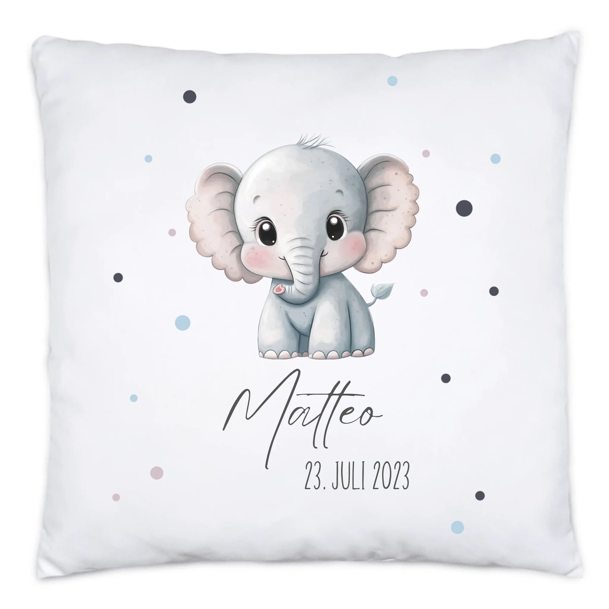 Kissen mit Namen Personalisiert, Personalisierte Kuschelkissen für Kinder mit Tiermotiv, Geschenk zur Taufe, Geburt, Weihnachten Kinderzimmer Deko Dekokissen 40x40cm inkl. Füllung